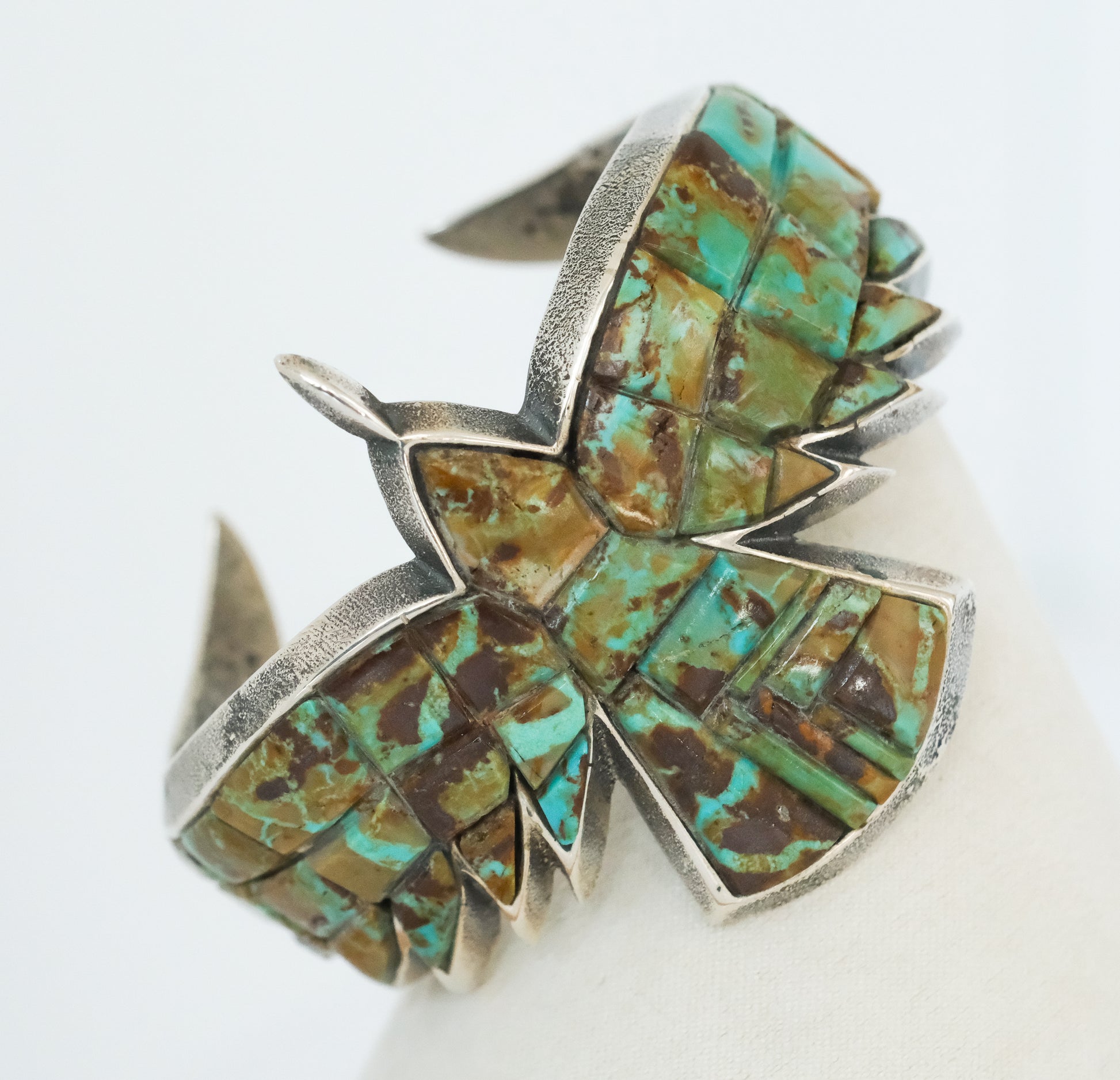 Aaron Anderson Sterling Tufa Cast Number 8 Turquoise Eagle Cuff Bracelet - Premium Bracelet from All The Best Vintage - Just $4250! Shop now at All The Best Vintage