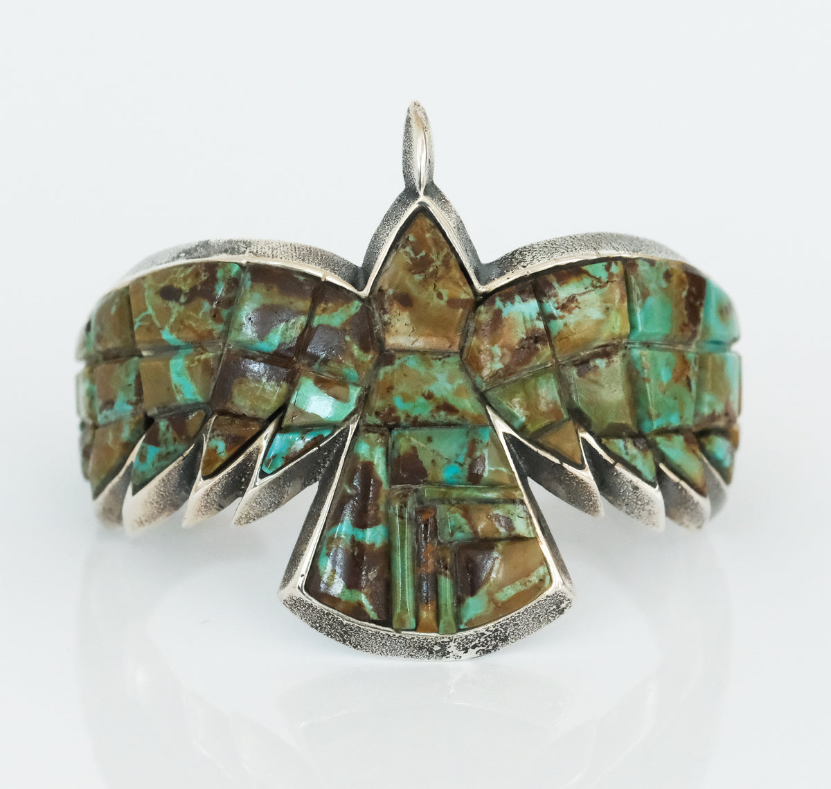 Aaron Anderson Sterling Tufa Cast Number 8 Turquoise Eagle Cuff Bracelet - Premium Bracelet from All The Best Vintage - Just $3950! Shop now at All The Best Vintage