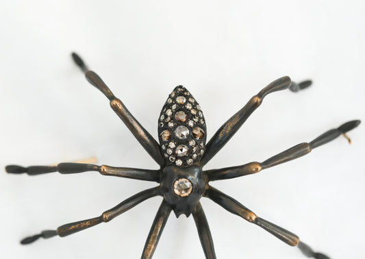 Gabriella Kiss Spider Brooch with Diamond and a Gorgous Moonstone - Premium Brooch from All The Best Vintage - Just $6400! Shop now at All The Best Vintage