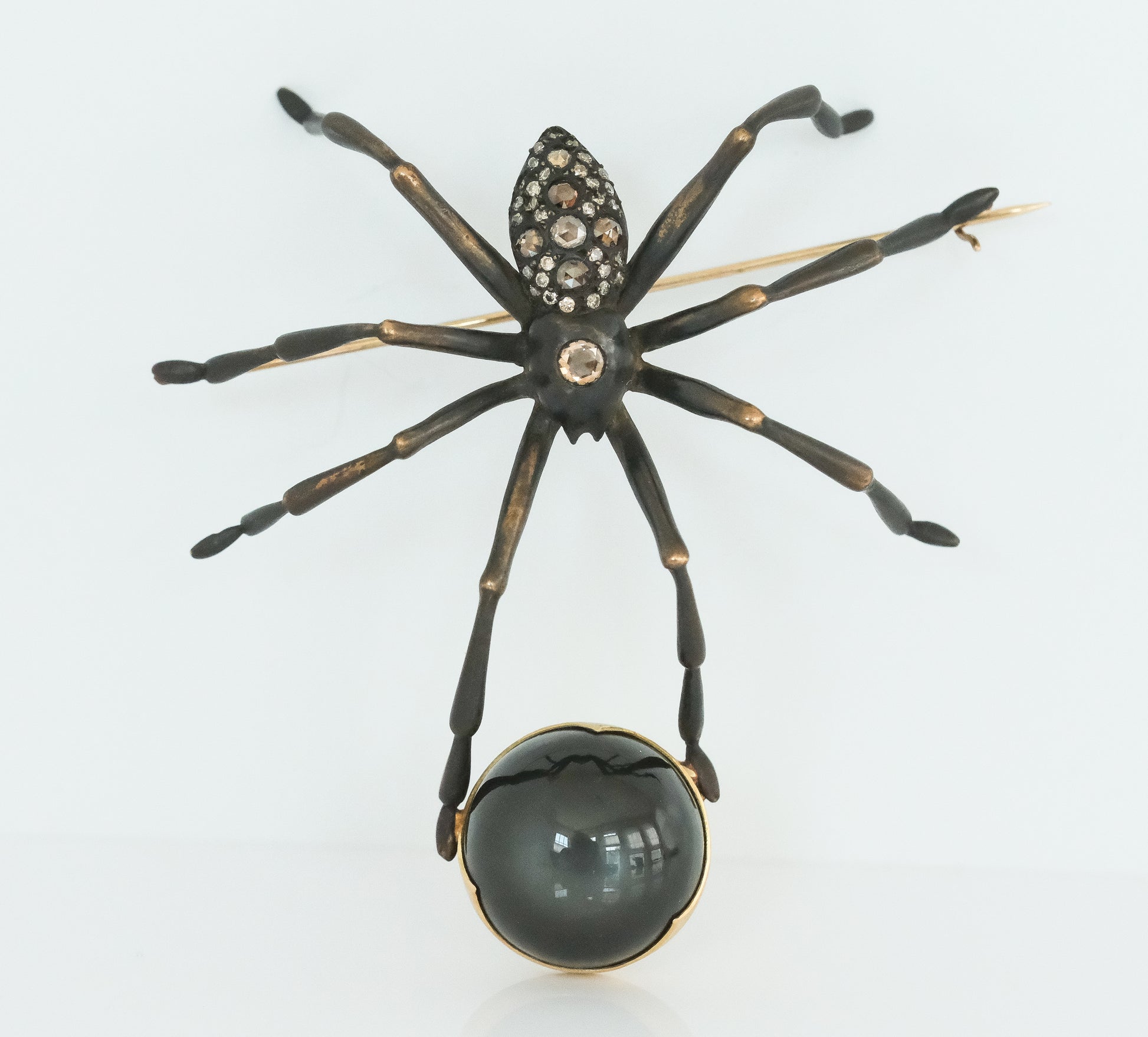 Gabriella Kiss Spider Brooch with Diamond and a Gorgous Moonstone - Premium Brooch from All The Best Vintage - Just $6400! Shop now at All The Best Vintage