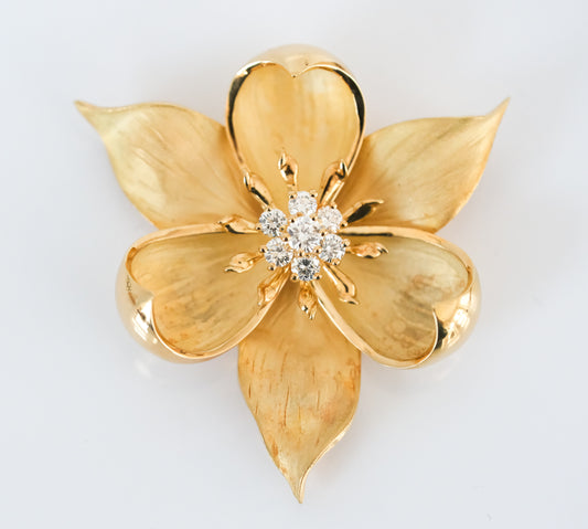 Tiffany and Co. 18K Vintage Diamond Dogwwod Flower Brooch - Premium Brooch from All The Best Vintage - Just $9650! Shop now at All The Best Vintage