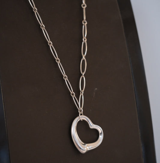 Vintage Tiffany & Co Elsa Peretti Sterling Open Heart on Chain - Premium Necklace from Elsa Peretti - Just $995! Shop now at All The Best Vintage