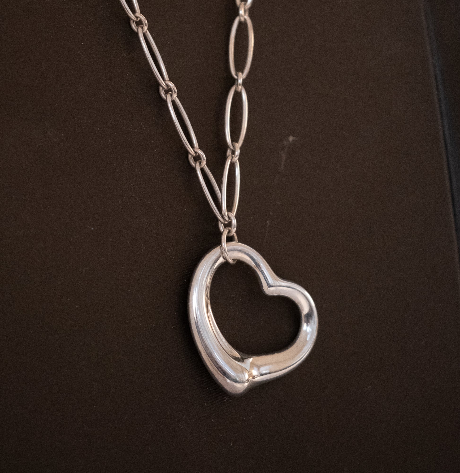 Vintage Tiffany & Co Elsa Peretti Sterling Open Heart on Chain - Premium Necklace from Elsa Peretti - Just $995! Shop now at All The Best Vintage