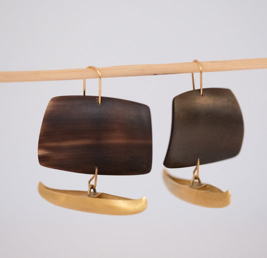 Gabriella Kiss 18K Gold and Horn Ship Earrings - Premium Earrings from All The Best Vintage - Just $3350! Shop now at All The Best Vintage