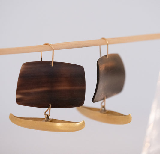 Gabriella Kiss 18K Gold and Horn Ship Earrings - Premium Earrings from All The Best Vintage - Just $3350! Shop now at All The Best Vintage