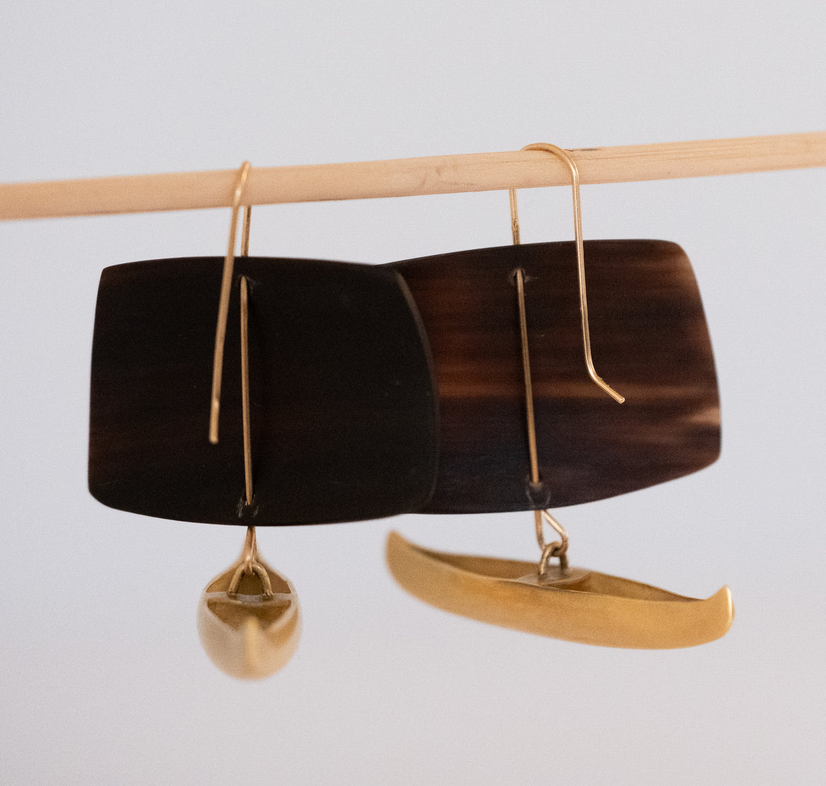 Gabriella Kiss 18K Gold and Horn Ship Earrings - Premium Earrings from All The Best Vintage - Just $3350! Shop now at All The Best Vintage