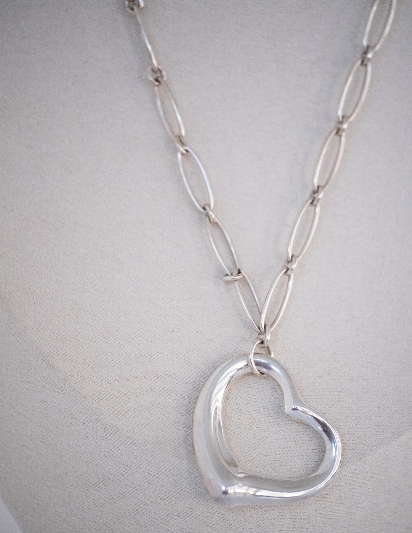 Vintage Tiffany & Co Elsa Peretti Sterling Open Heart on Chain - Premium Necklace from Elsa Peretti - Just $995! Shop now at All The Best Vintage