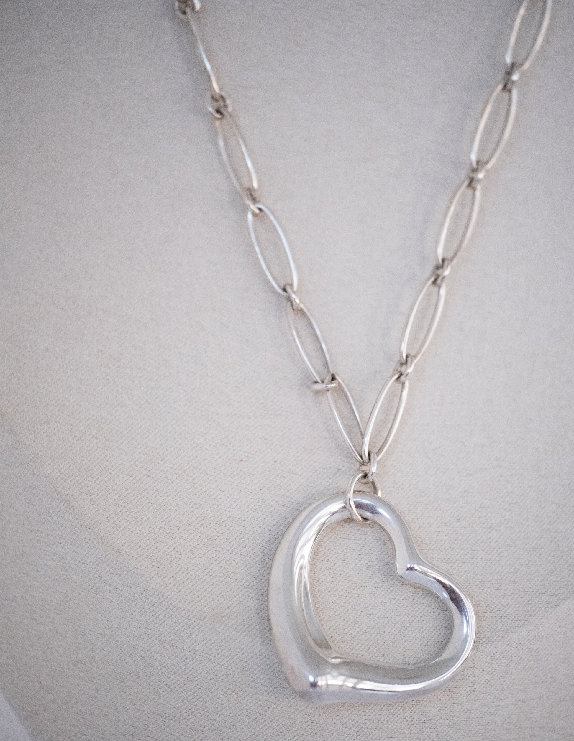 Vintage Tiffany & Co Elsa Peretti Sterling Open Heart on Chain - Premium Necklace from Elsa Peretti - Just $995! Shop now at All The Best Vintage