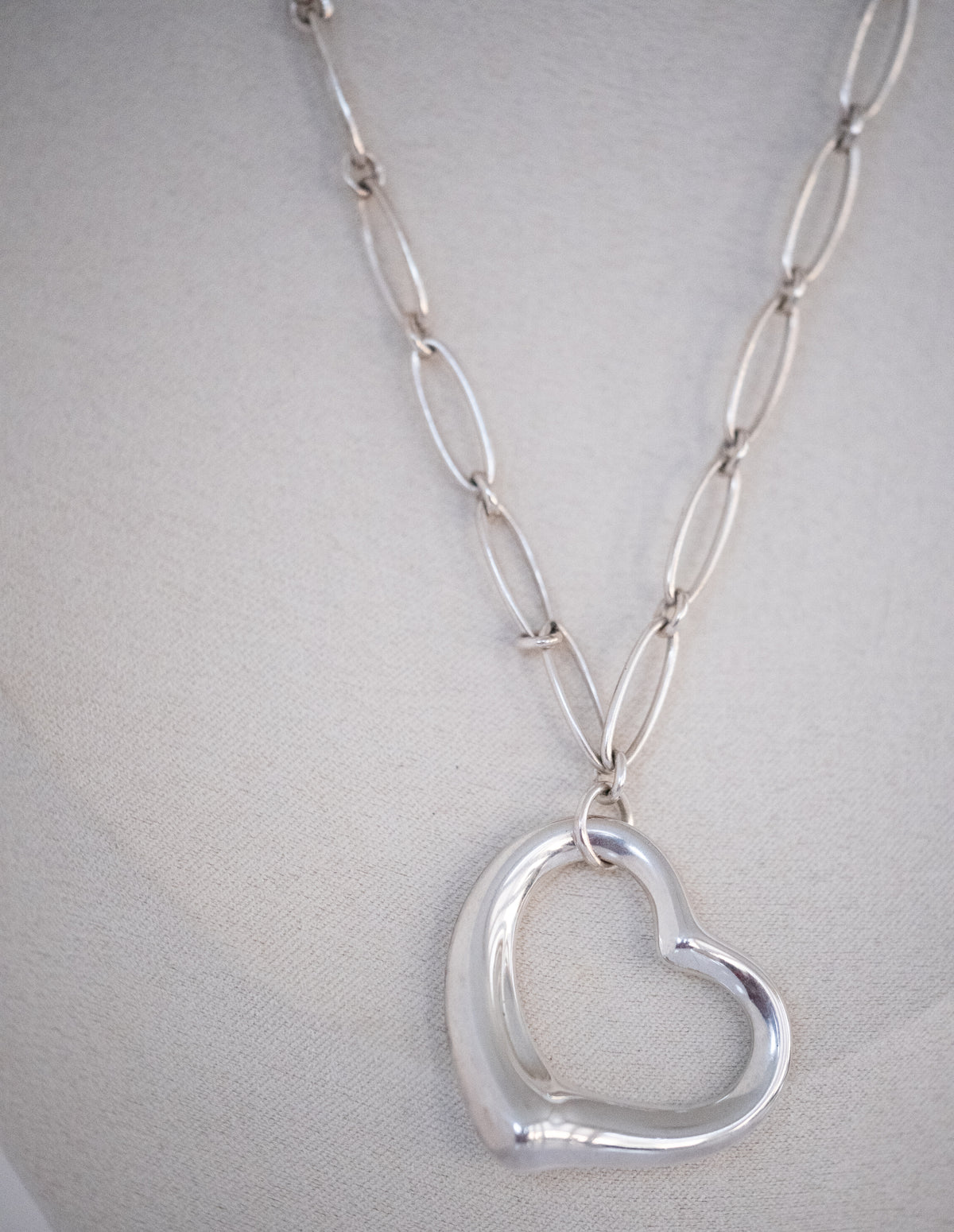 Vintage Tiffany & Co Elsa Peretti Sterling Open Heart on Chain - Premium Necklace from Elsa Peretti - Just $995! Shop now at All The Best Vintage