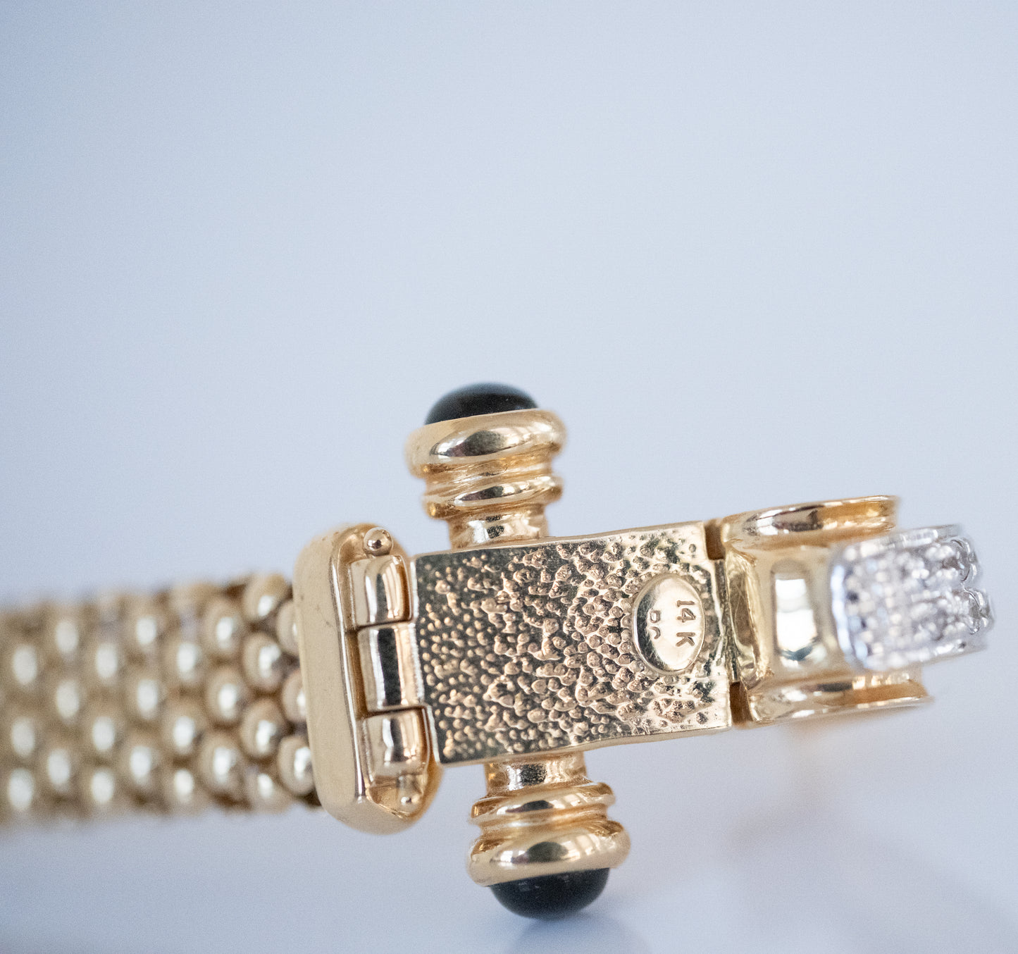 Gold Bracelet with Diamond and Black Onyx Horseshoe Clasp 14K Yellow Gold - Premium Bracelet from All The Best Vintage - Just $3495! Shop now at All The Best Vintage