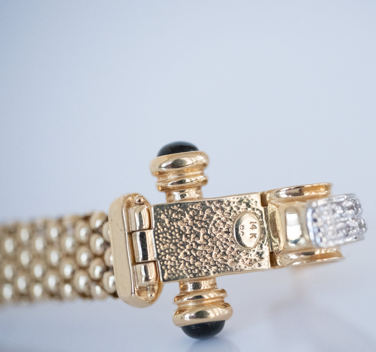 Gold Bracelet with Diamond and Black Onyx Horseshoe Clasp 14K Yellow Gold - Premium Bracelet from All The Best Vintage - Just $3495! Shop now at All The Best Vintage