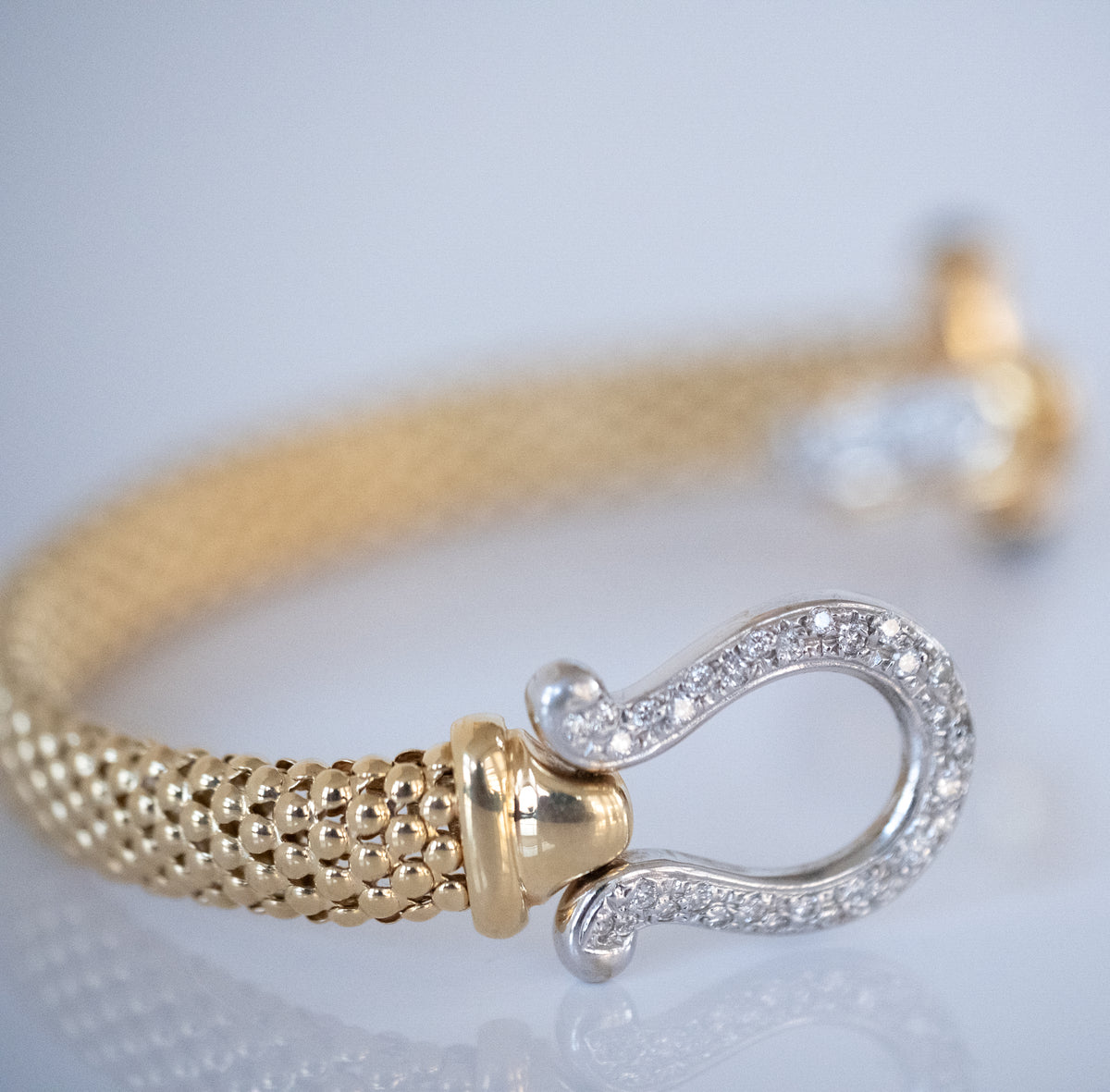 Gold Bracelet with Diamond and Black Onyx Horseshoe Clasp 14K Yellow Gold - Premium Bracelet from All The Best Vintage - Just $3495! Shop now at All The Best Vintage