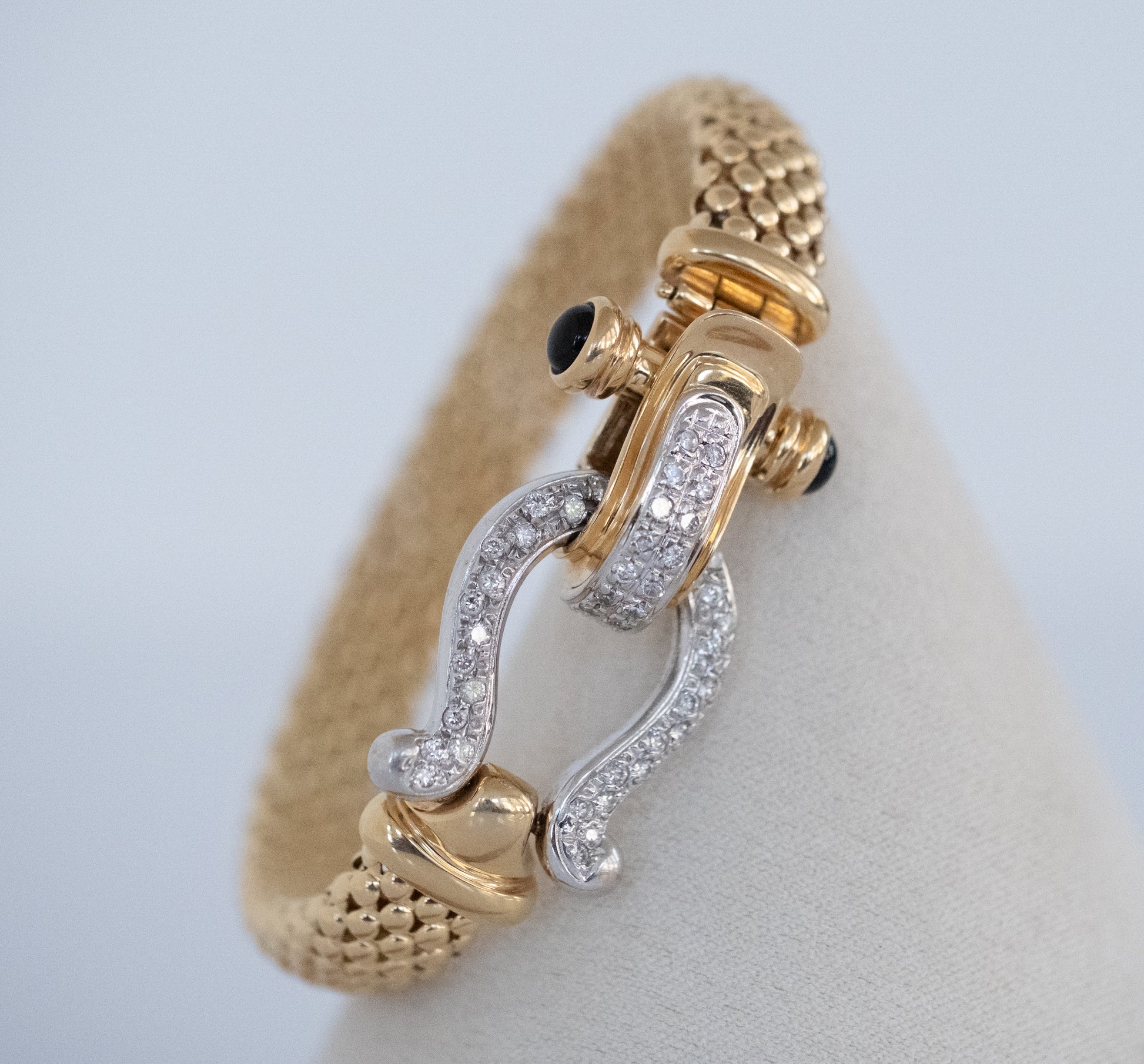 Gold Bracelet with Diamond and Black Onyx Horseshoe Clasp 14K Yellow Gold - Premium Bracelet from All The Best Vintage - Just $3495! Shop now at All The Best Vintage