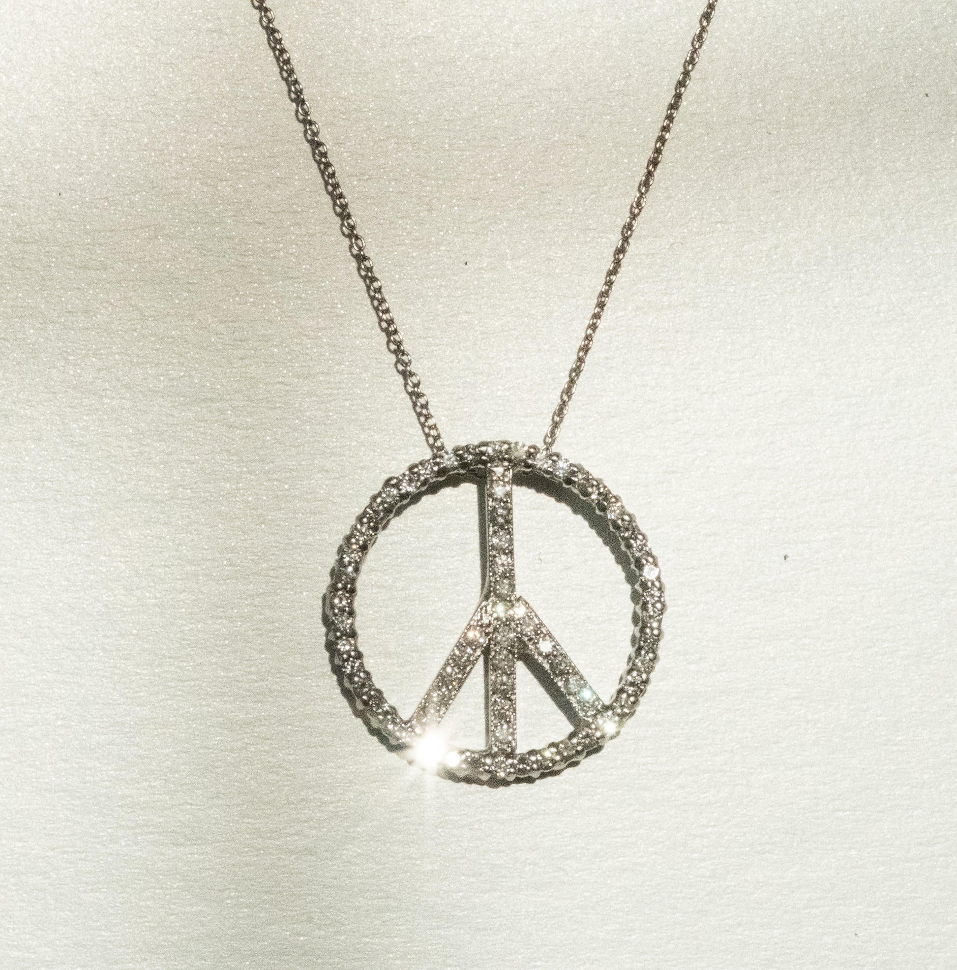 Roberto Coin Vintage Diamond 18K Peace Sign Pendant Necklace - Premium Necklace from All The Best Vintage - Just $3400! Shop now at All The Best Vintage