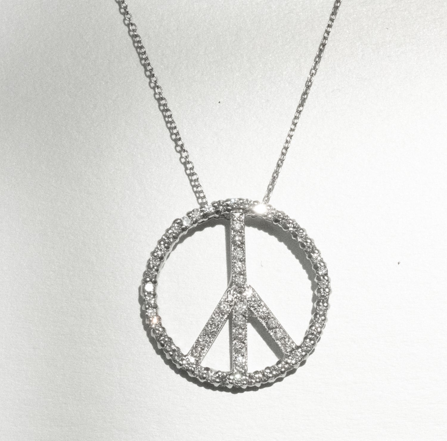 Roberto Coin Vintage Diamond 18K Peace Sign Pendant Necklace - Premium Necklace from All The Best Vintage - Just $3200! Shop now at All The Best Vintage