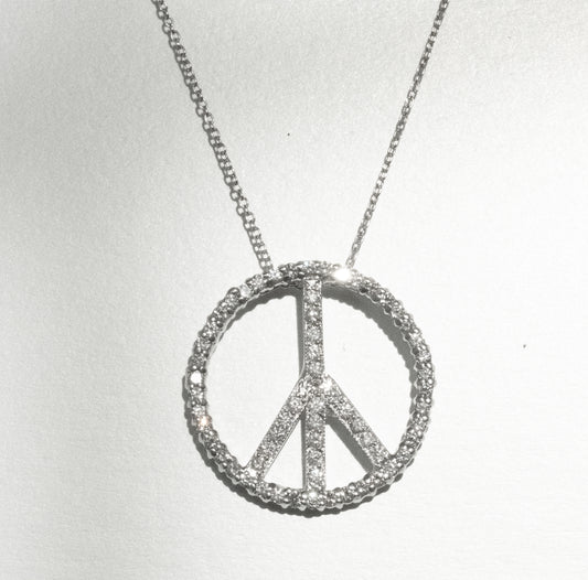 Roberto Coin Vintage Diamond 18K Peace Sign Pendant Necklace - Premium Necklace from All The Best Vintage - Just $3400! Shop now at All The Best Vintage
