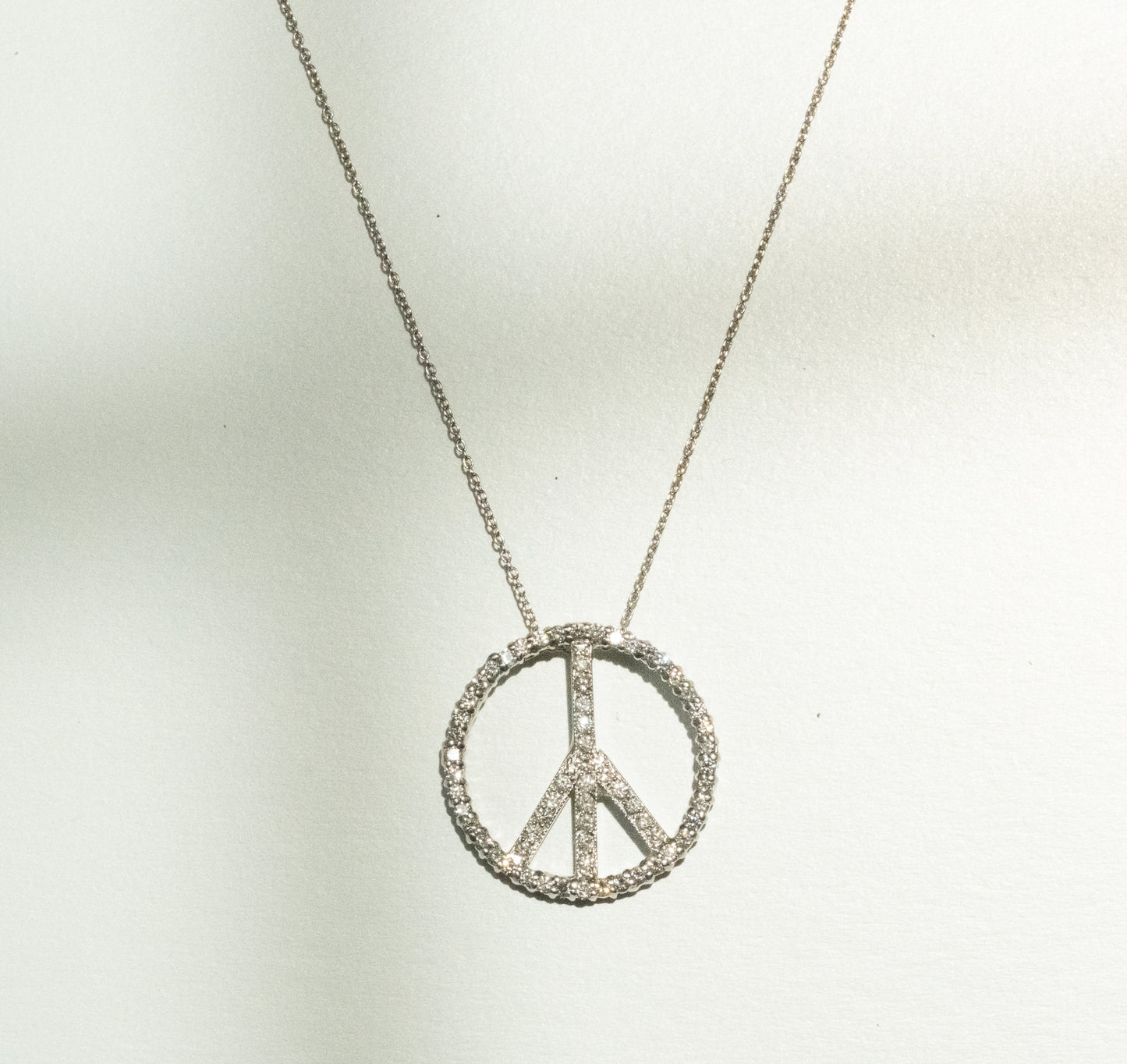 Roberto Coin Vintage Diamond 18K Peace Sign Pendant Necklace - Premium Necklace from All The Best Vintage - Just $3400! Shop now at All The Best Vintage