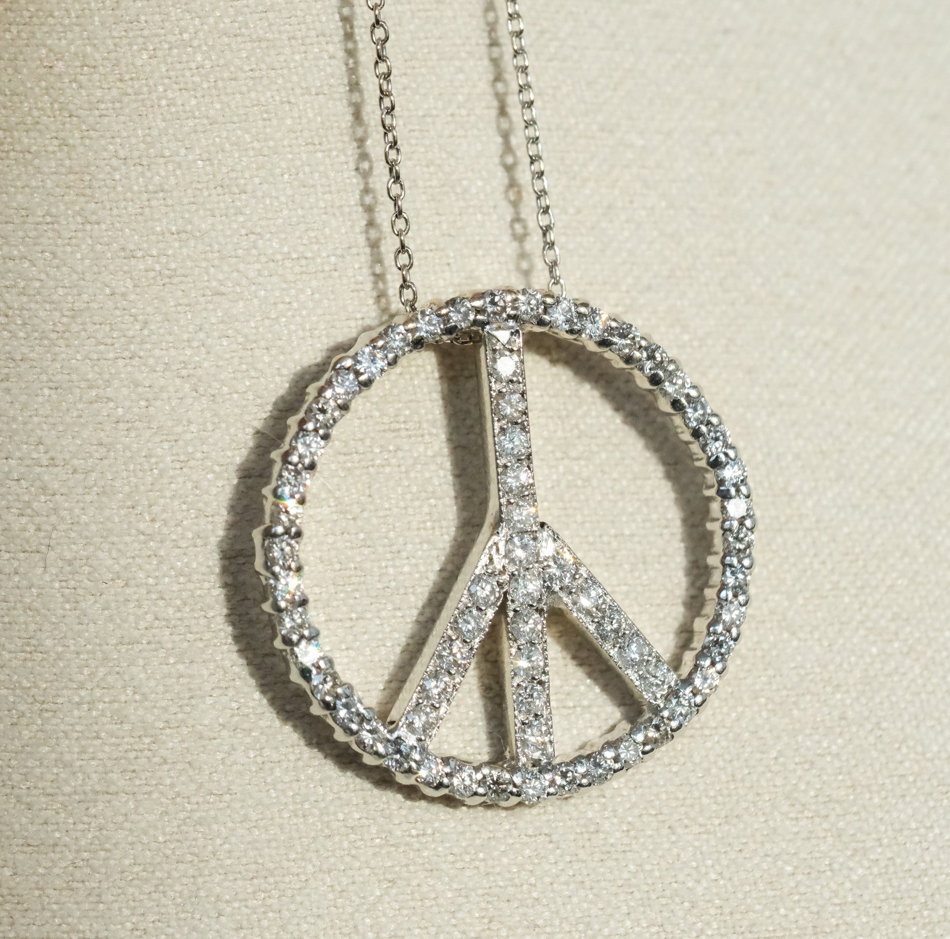 Roberto Coin Vintage Diamond 18K Peace Sign Pendant Necklace - Premium Necklace from All The Best Vintage - Just $3400! Shop now at All The Best Vintage