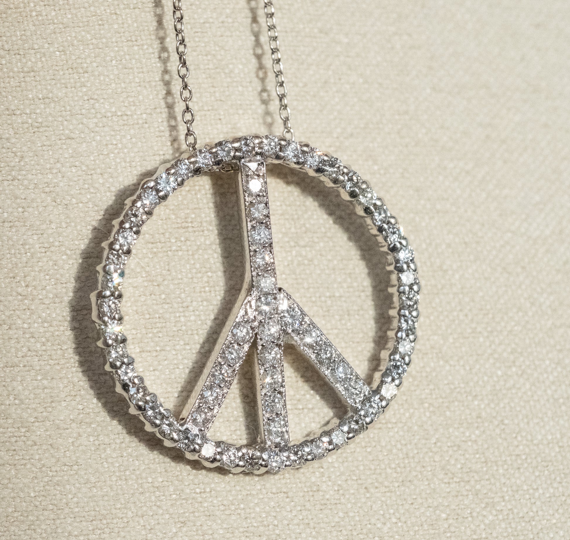 Roberto Coin Vintage Diamond 18K Peace Sign Pendant Necklace - Premium Necklace from All The Best Vintage - Just $3250! Shop now at All The Best Vintage