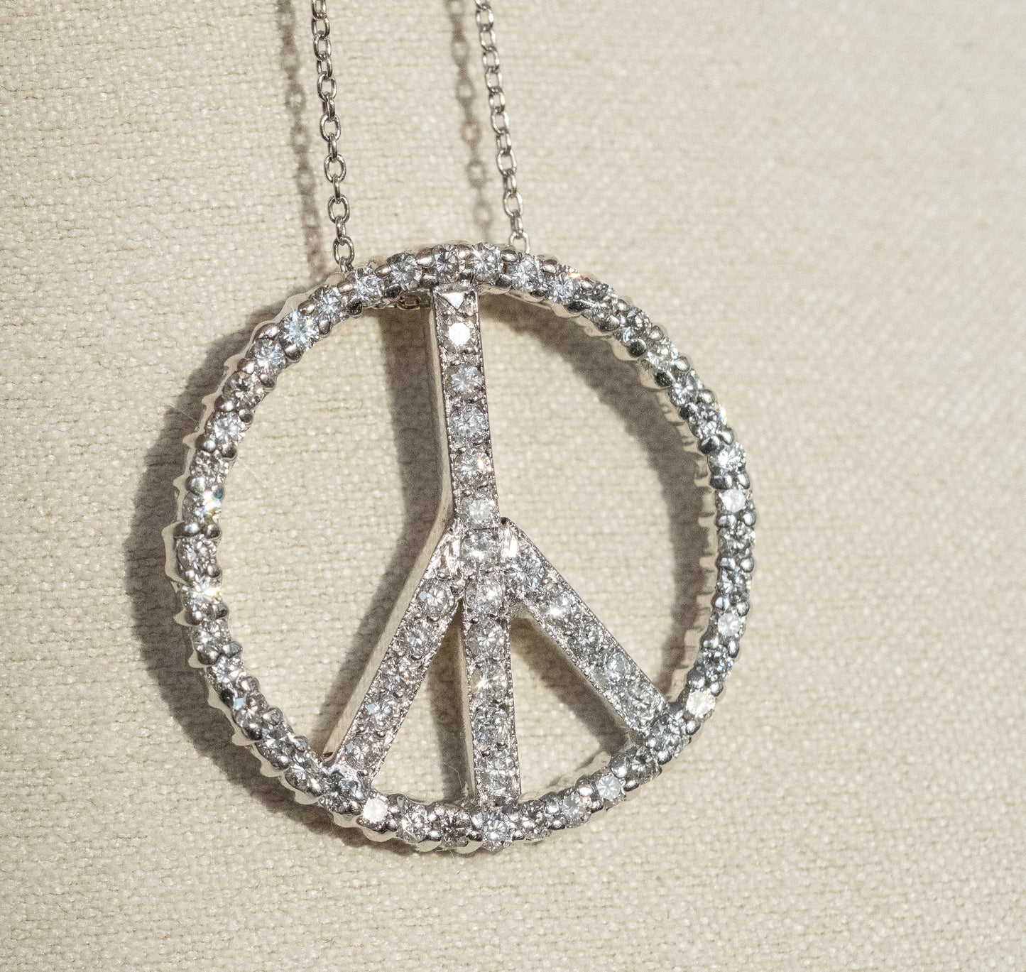 Roberto Coin Vintage Diamond 18K Peace Sign Pendant Necklace - Premium Necklace from All The Best Vintage - Just $3400! Shop now at All The Best Vintage