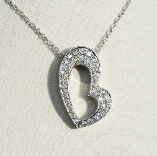 Diamond Heart Pendant and Chain 14K White Gold - Premium Necklace from All The Best Vintage - Just $2800! Shop now at All The Best Vintage