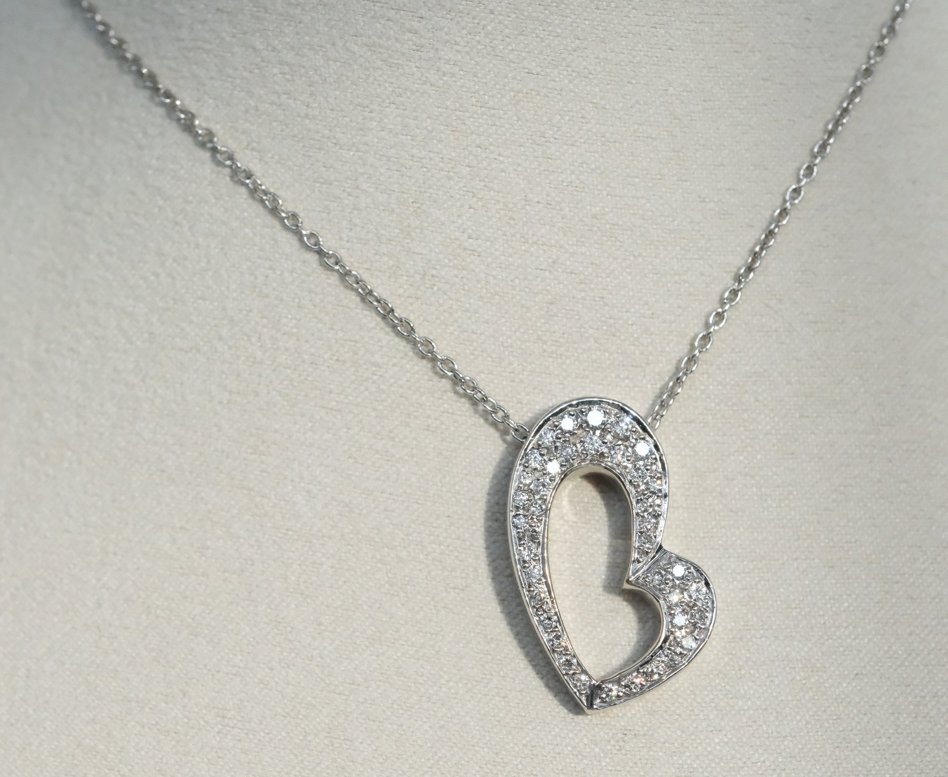 Diamond Heart Pendant and Chain 14K White Gold - Premium Necklace from All The Best Vintage - Just $2800! Shop now at All The Best Vintage
