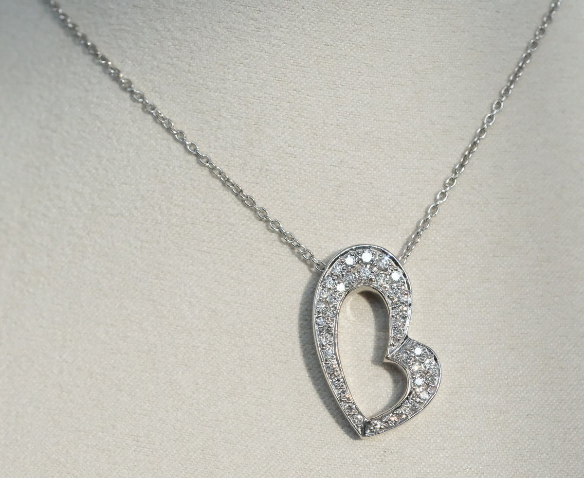 14K White Gold Diamond Heart Pendant & Chain - Premium Necklace from All The Best Vintage - Just $2400! Shop now at All The Best Vintage