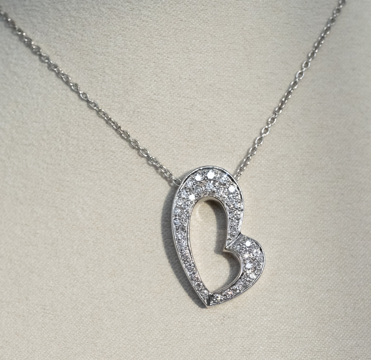 14K White Gold Diamond Heart Pendant & Chain - Premium Necklace from All The Best Vintage - Just $2400! Shop now at All The Best Vintage