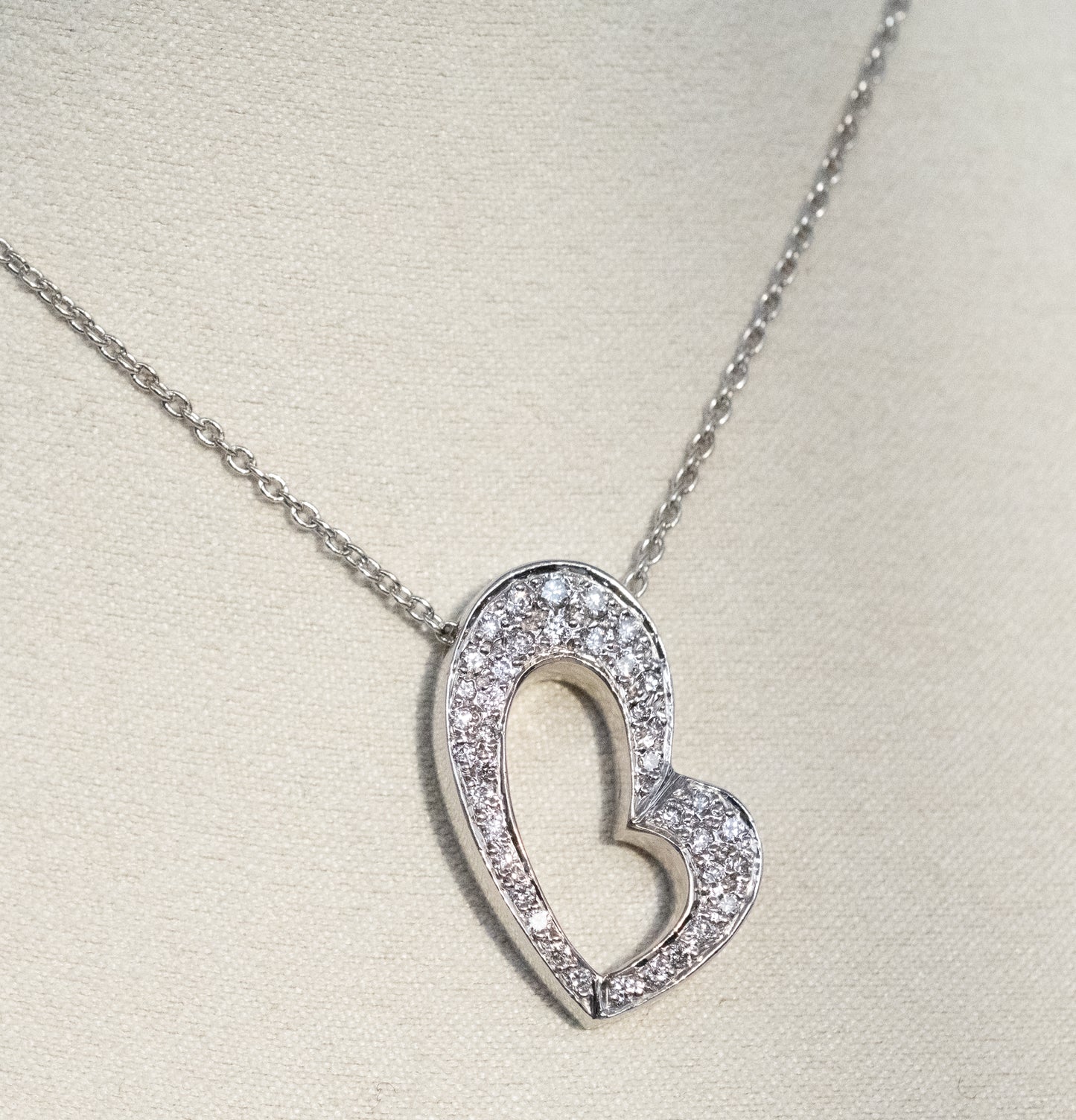 Diamond Heart Pendant and Chain 14K White Gold - Premium Necklace from All The Best Vintage - Just $2800! Shop now at All The Best Vintage