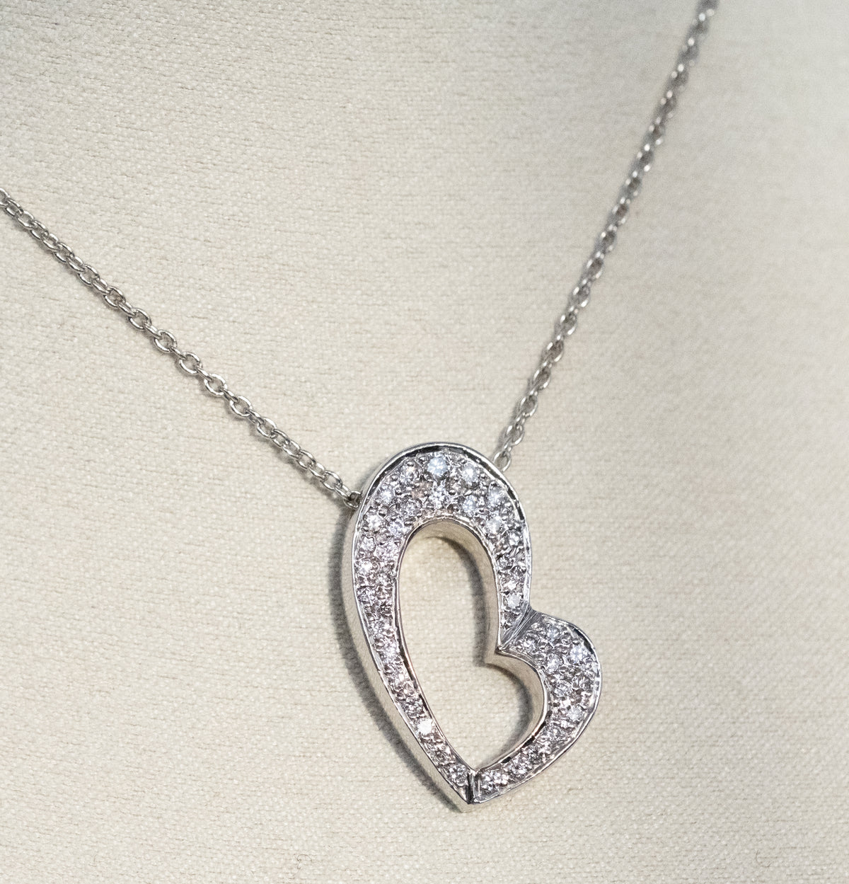 14K White Gold Diamond Heart Pendant & Chain - Premium Necklace from All The Best Vintage - Just $2400! Shop now at All The Best Vintage