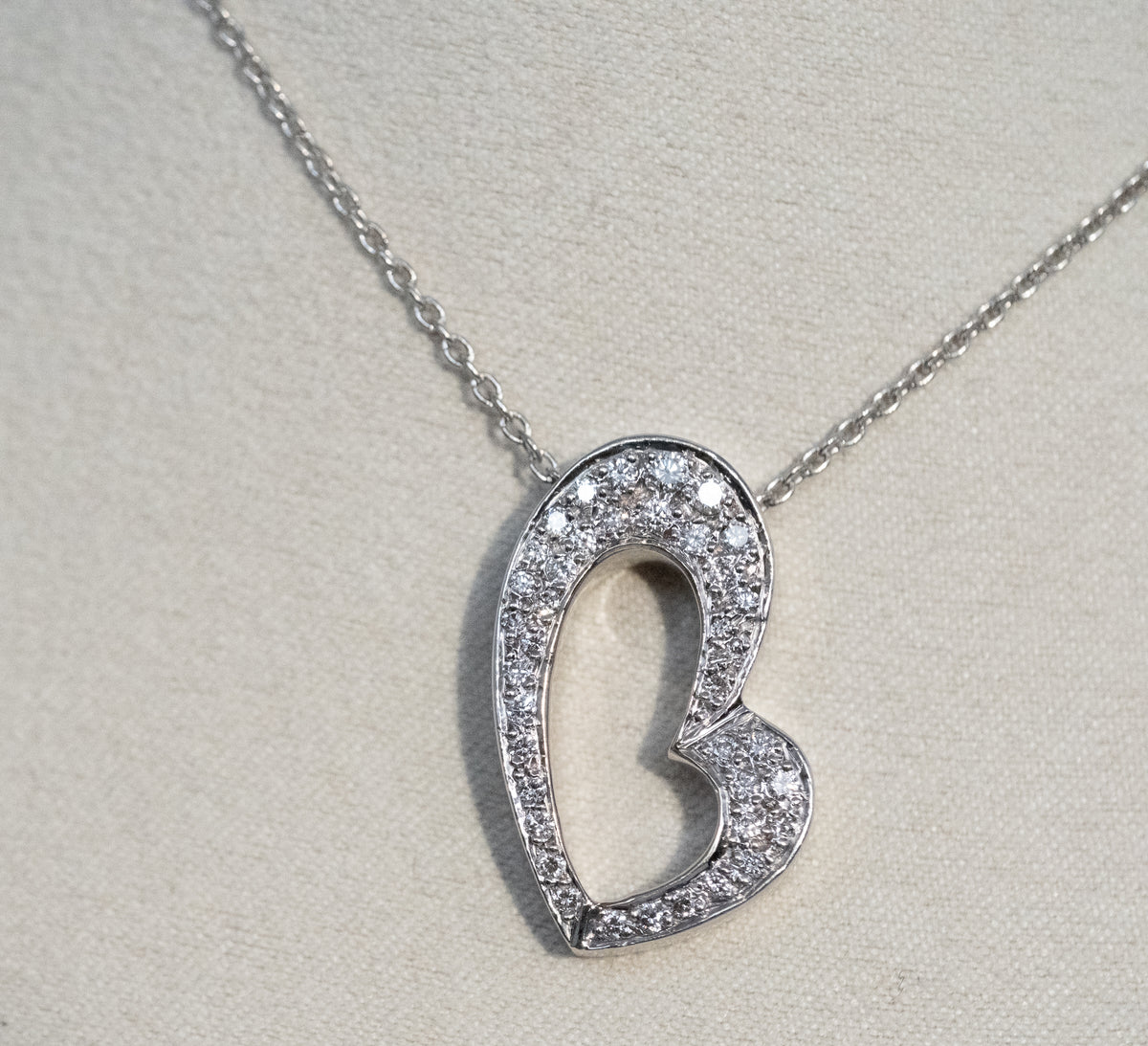 14K White Gold Diamond Heart Pendant & Chain - Premium Necklace from All The Best Vintage - Just $2400! Shop now at All The Best Vintage