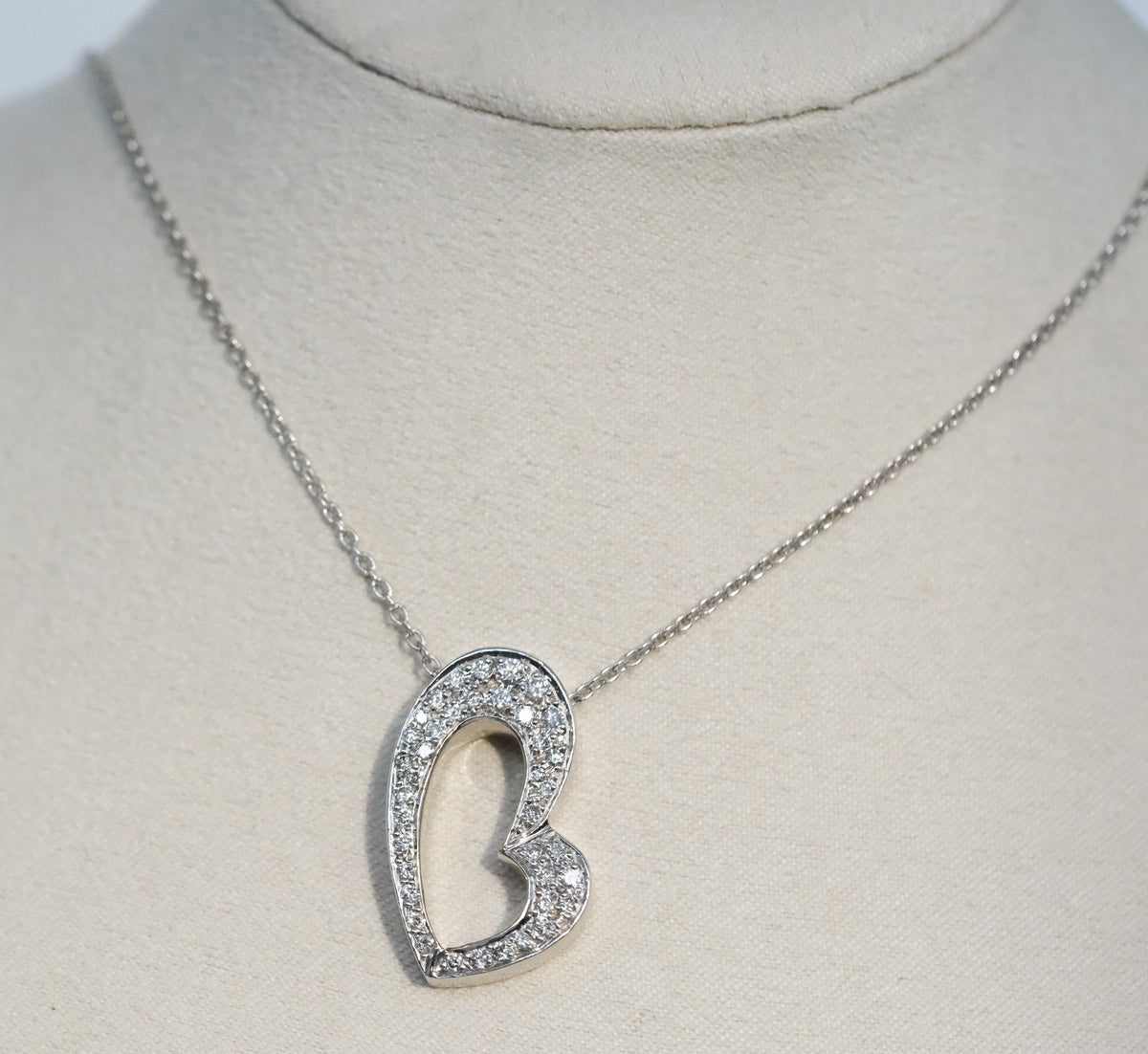 14K White Gold Diamond Heart Pendant & Chain - Premium Necklace from All The Best Vintage - Just $2400! Shop now at All The Best Vintage