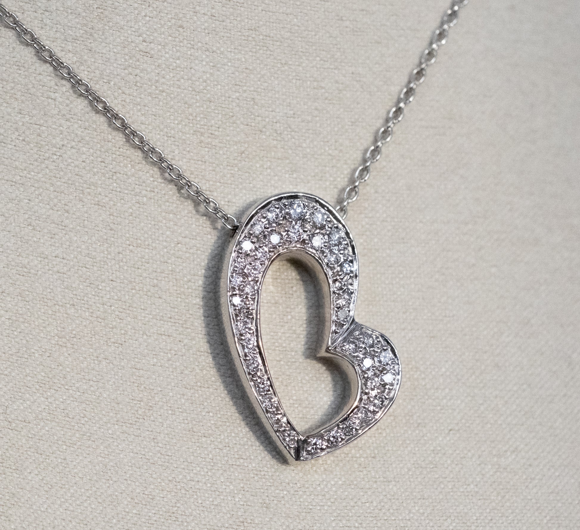 Diamond Heart Pendant and Chain 14K White Gold - Premium Necklace from All The Best Vintage - Just $2800! Shop now at All The Best Vintage