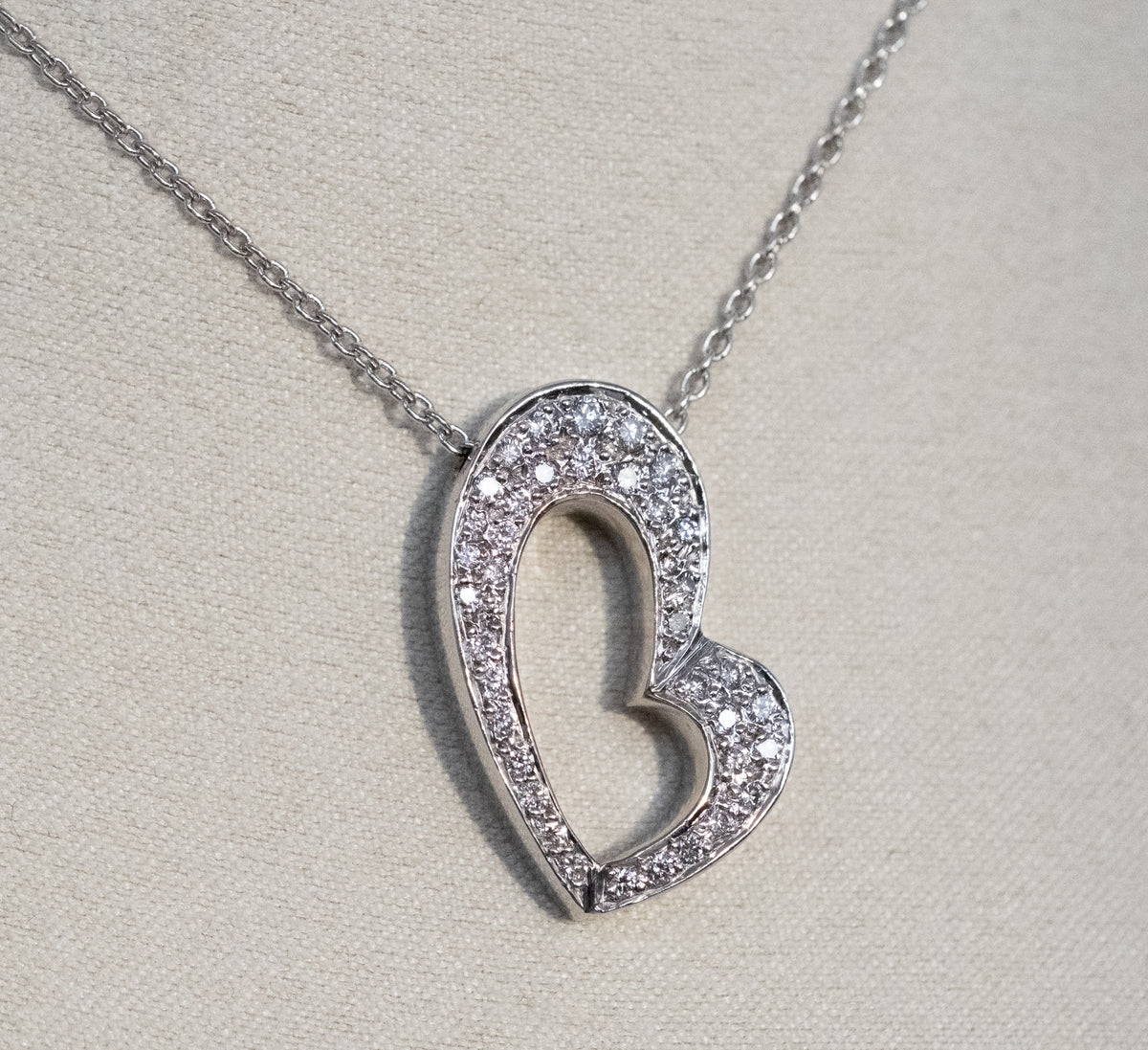 14K White Gold Diamond Heart Pendant & Chain - Premium Necklace from All The Best Vintage - Just $2400! Shop now at All The Best Vintage