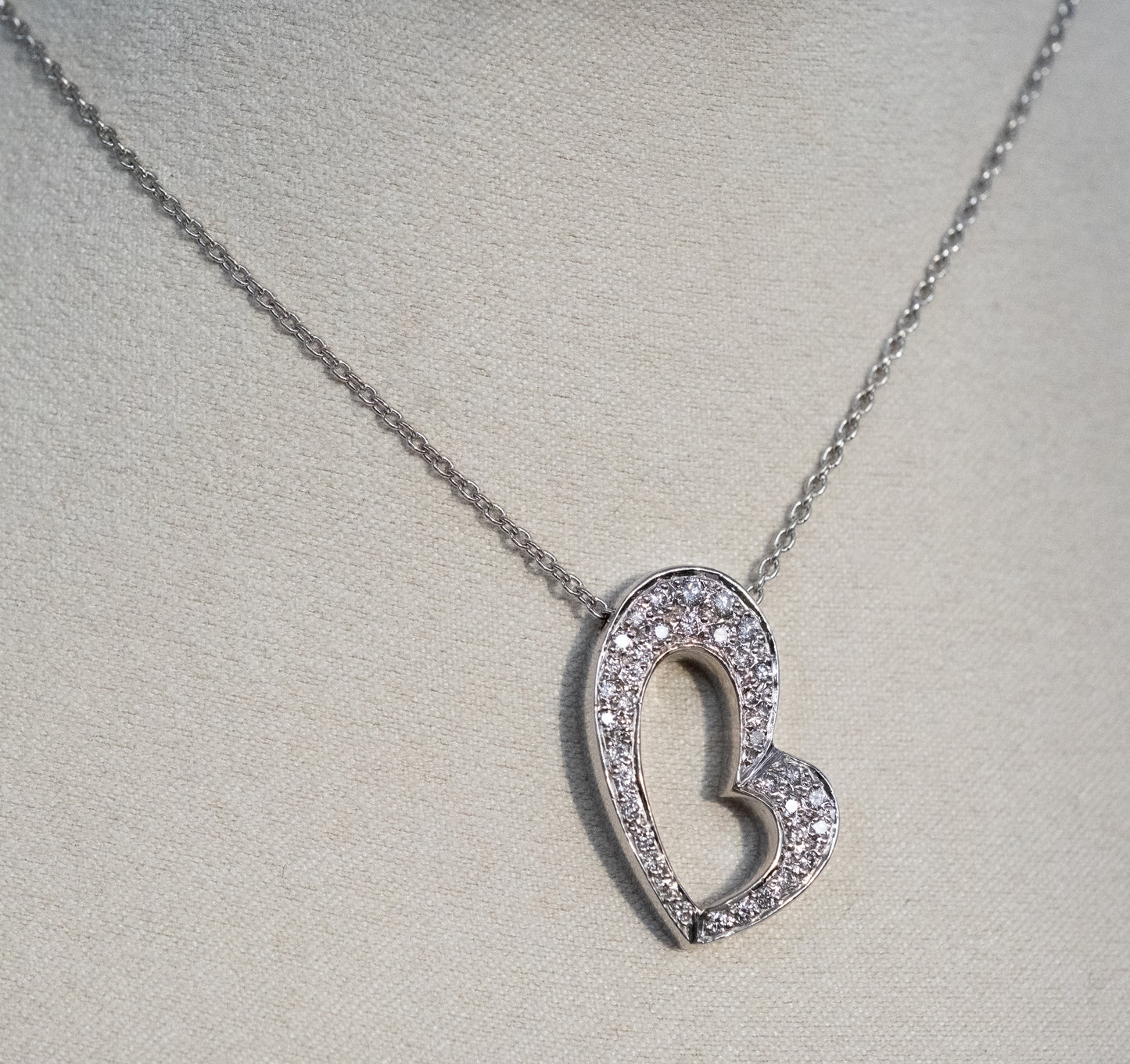 Diamond Heart Pendant and Chain 14K White Gold - Premium Necklace from All The Best Vintage - Just $2800! Shop now at All The Best Vintage