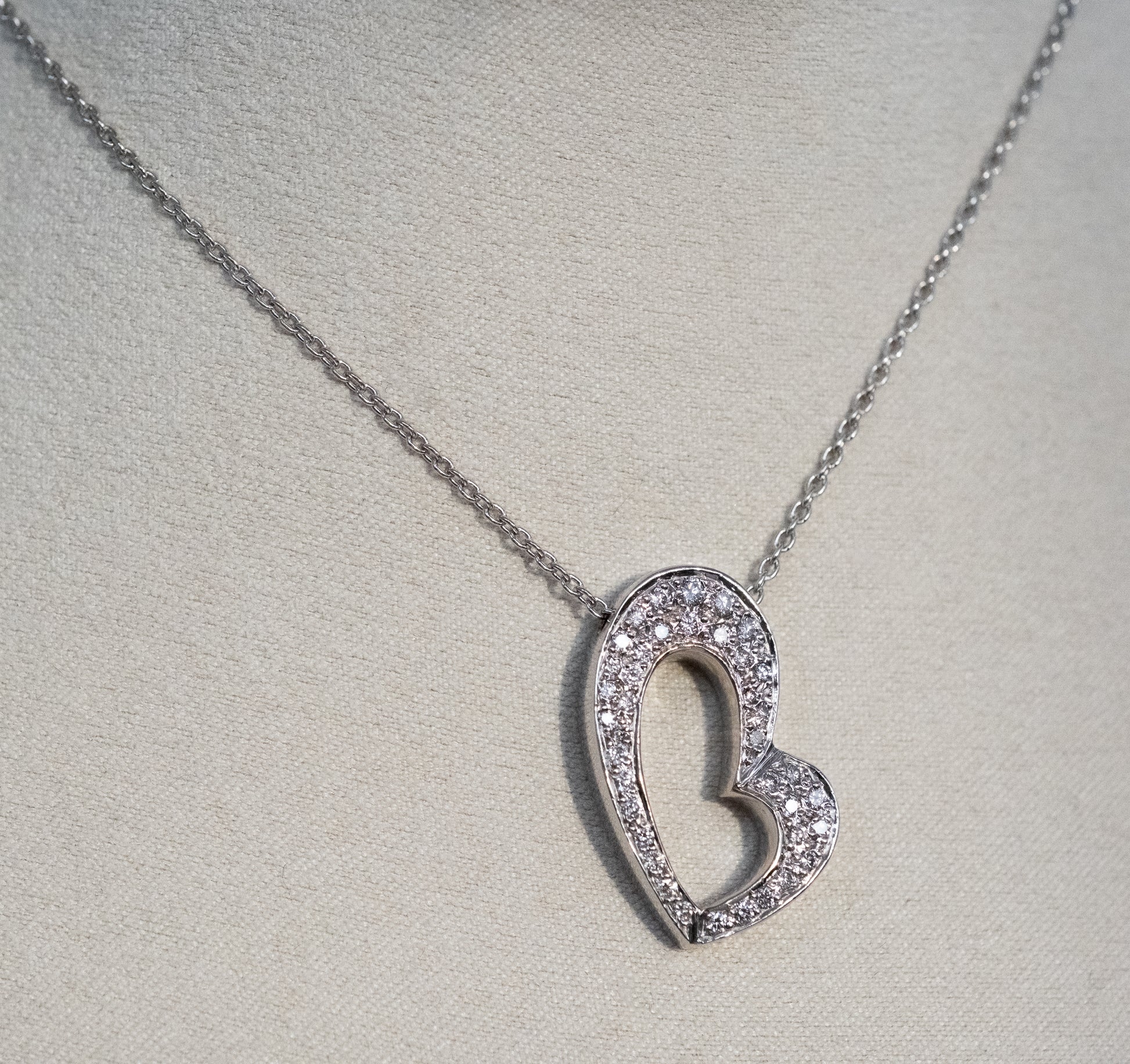 Diamond Heart Pendant and Chain 14K White Gold - Premium Necklace from All The Best Vintage - Just $2800! Shop now at All The Best Vintage