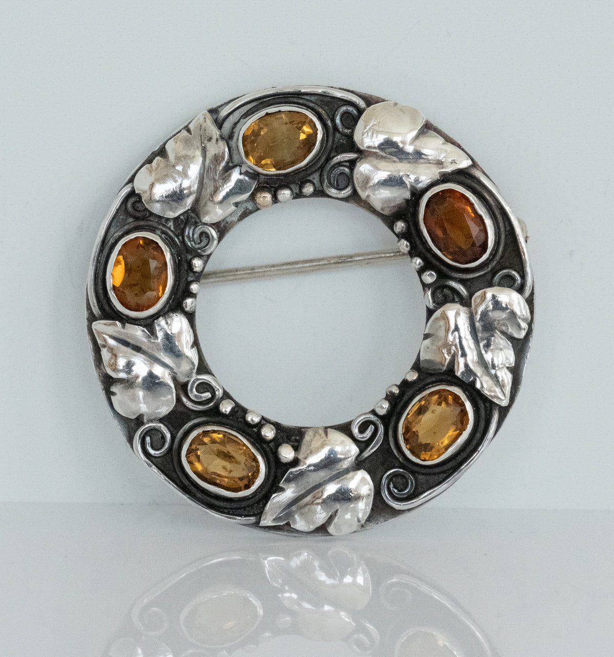 Sterling Silver Vintage Circle Pin with Citrines - Premium Brooch from All The Best Vintage - Just $395! Shop now at All The Best Vintage