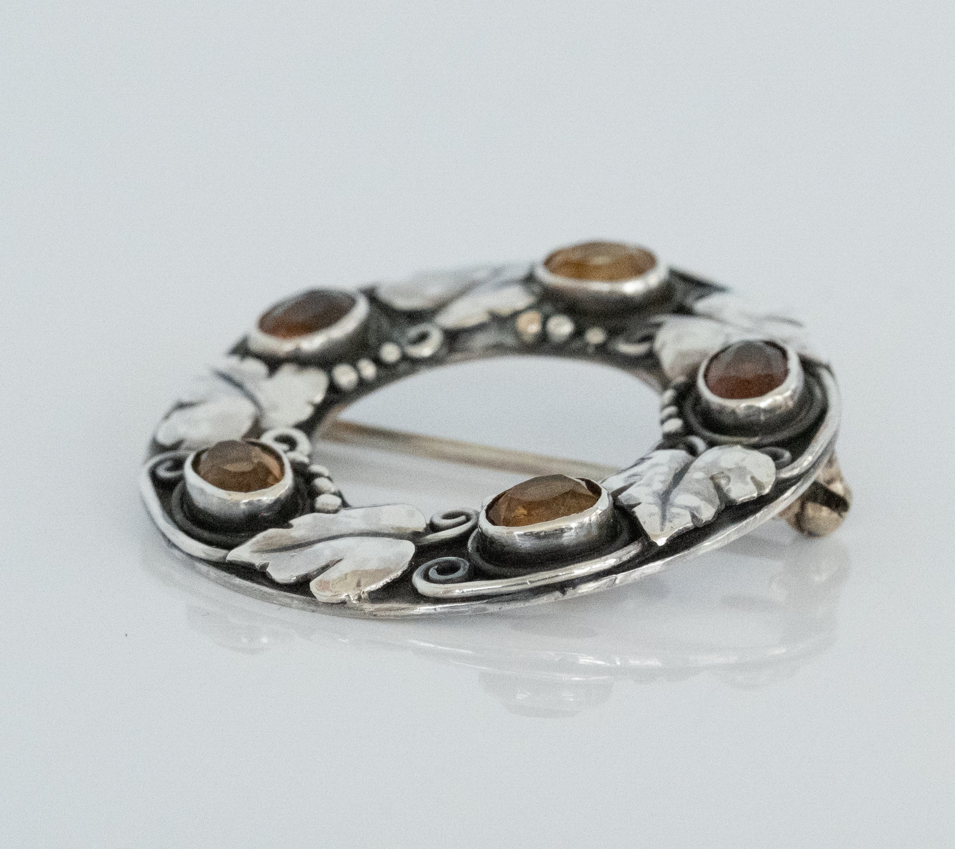 Sterling Silver Vintage Circle Pin with Citrines - Premium Brooch from All The Best Vintage - Just $345! Shop now at All The Best Vintage