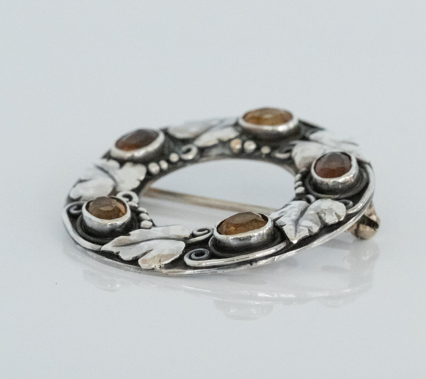 Sterling Silver Vintage Circle Pin with Citrines - Premium Brooch from All The Best Vintage - Just $345! Shop now at All The Best Vintage