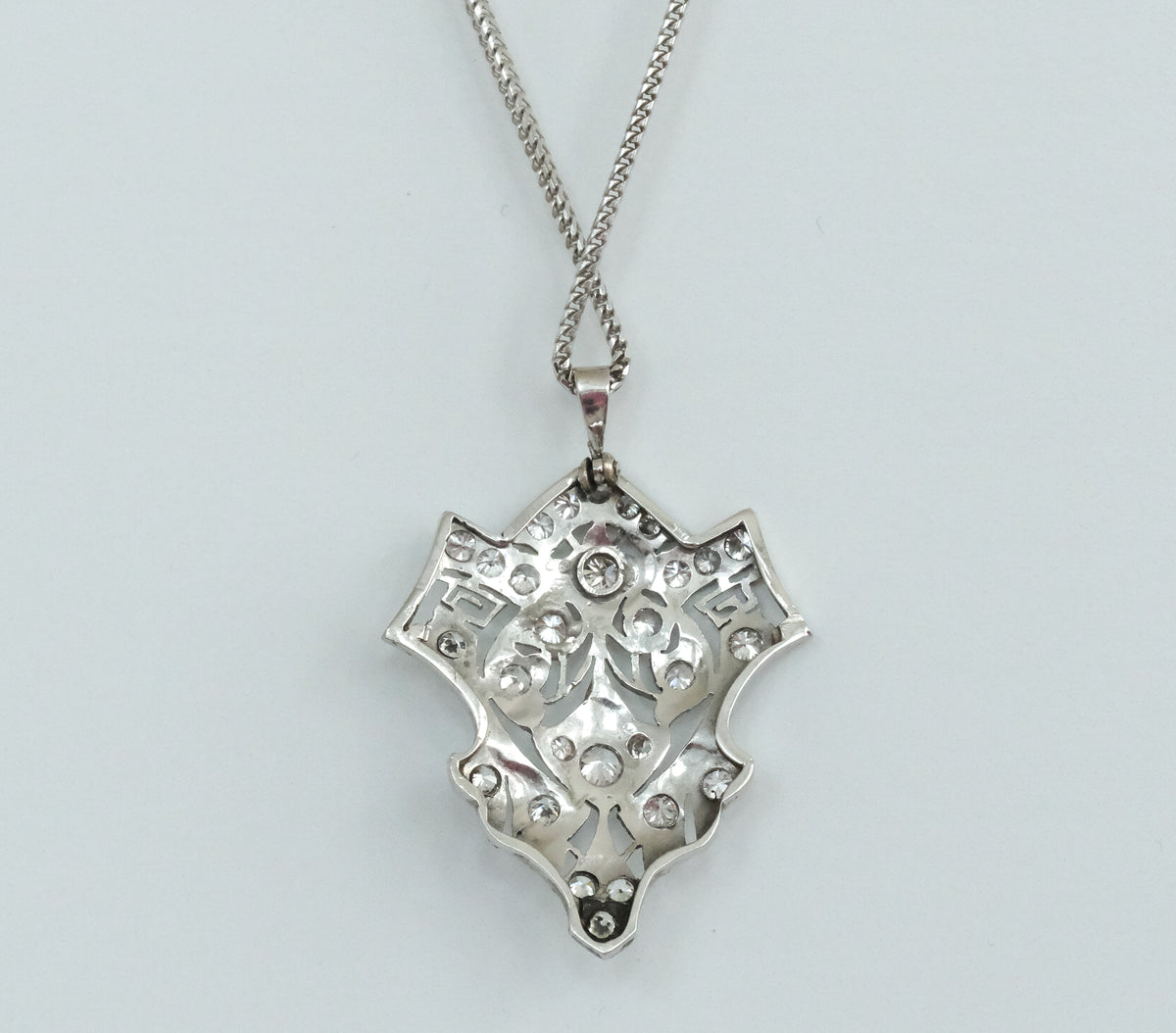 18K White Gold Georgian Diamond Pendant, 14K Chain - Premium  from All The Best Vintage - Just $3295! Shop now at All The Best Vintage
