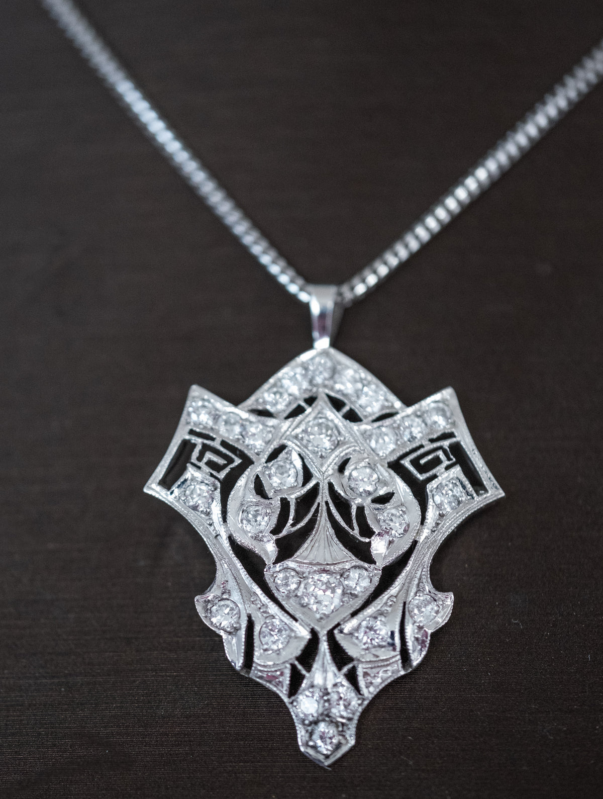 18K White Gold Georgian Diamond Pendant, 14K Chain - Premium  from All The Best Vintage - Just $3295! Shop now at All The Best Vintage
