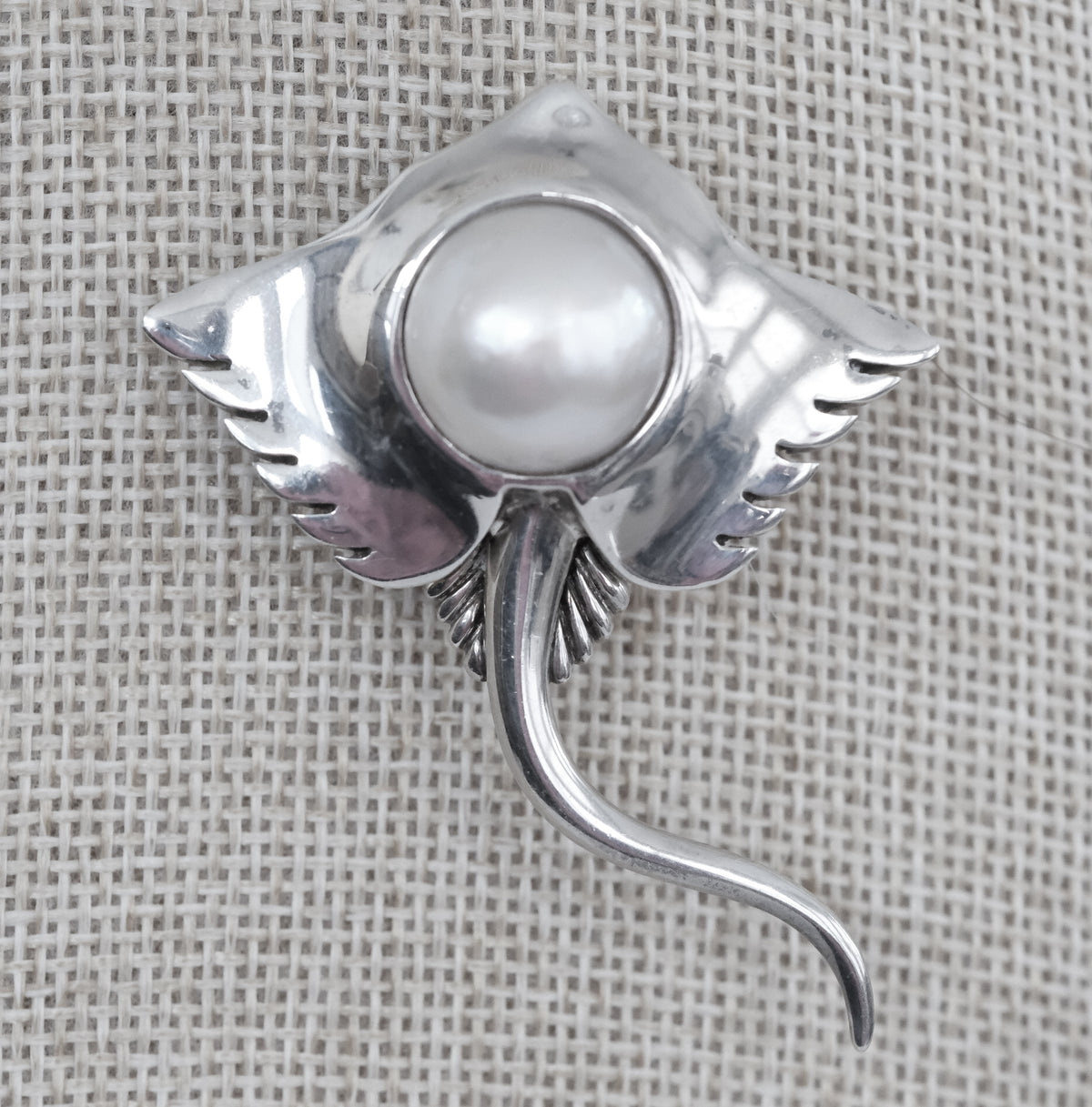 Tiffany Vintage Sterling Stingray Brooch Pin with Large Pearl - Premium Brooch from All The Best Vintage - Just $1495! Shop now at All The Best Vintage