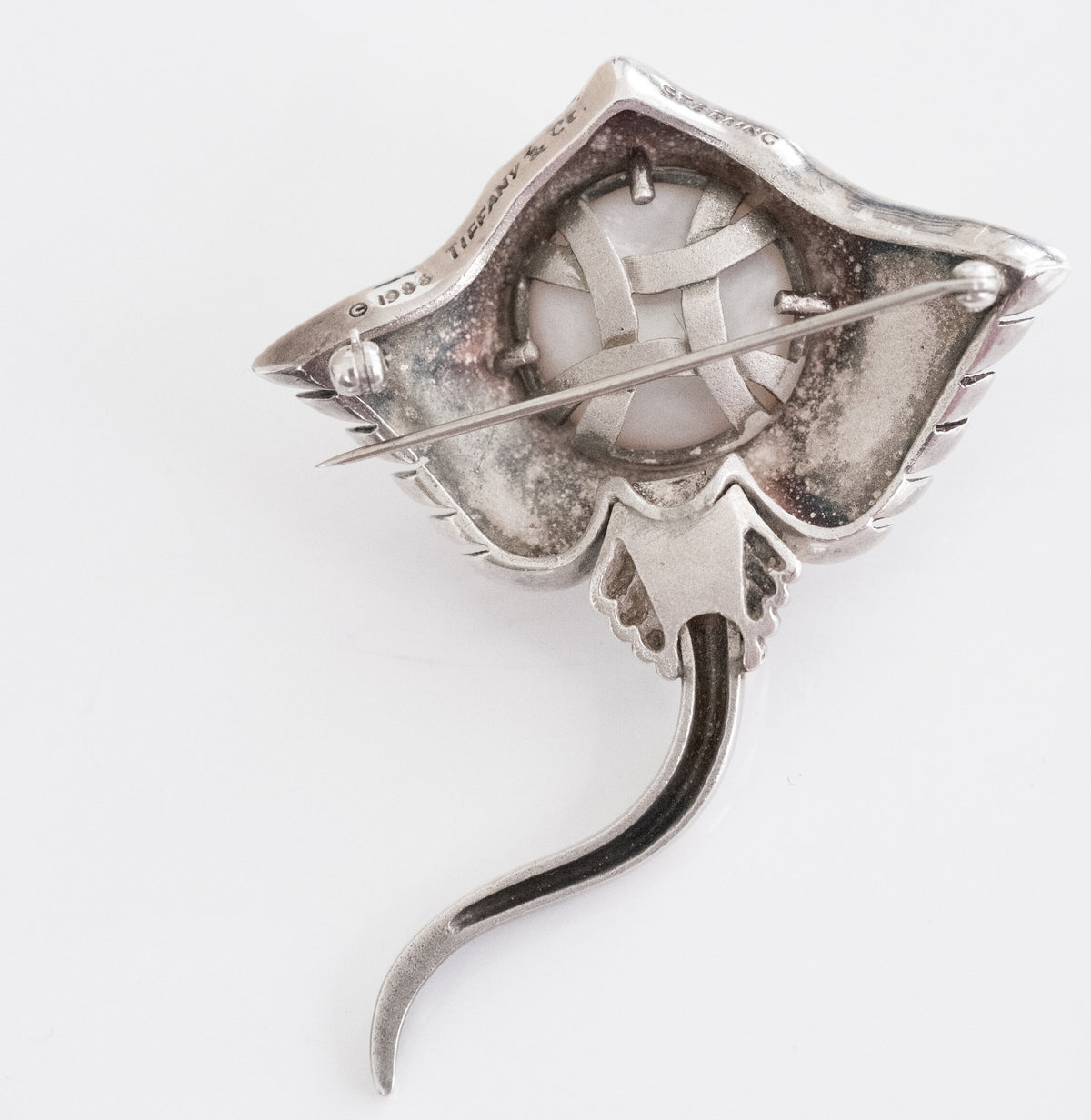 Tiffany Vintage Sterling Stingray Brooch Pin with Large Pearl - Premium Brooch from All The Best Vintage - Just $1495! Shop now at All The Best Vintage