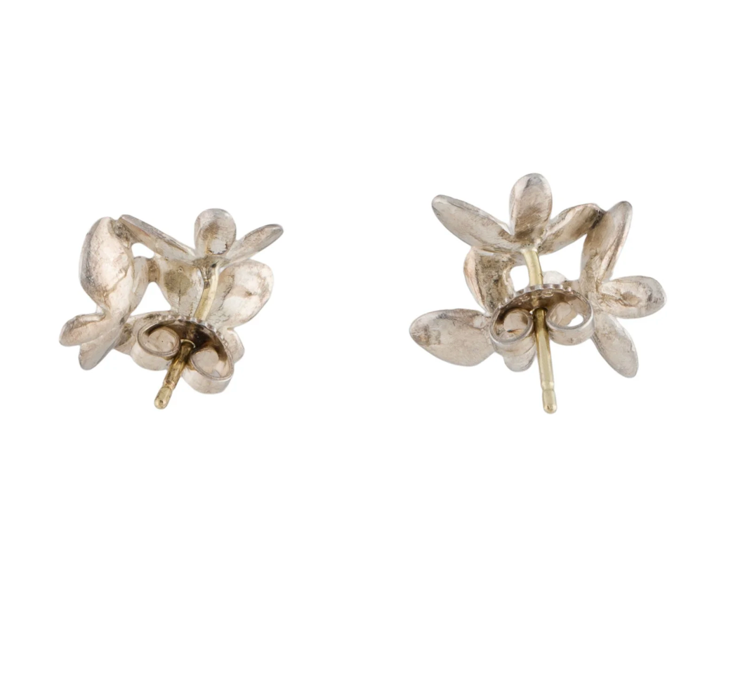 John Iverson Sterling Silver Hydrangea Three Flower Earrings - Premium Earrings from All The Best Vintage - Just $440! Shop now at All The Best Vintage