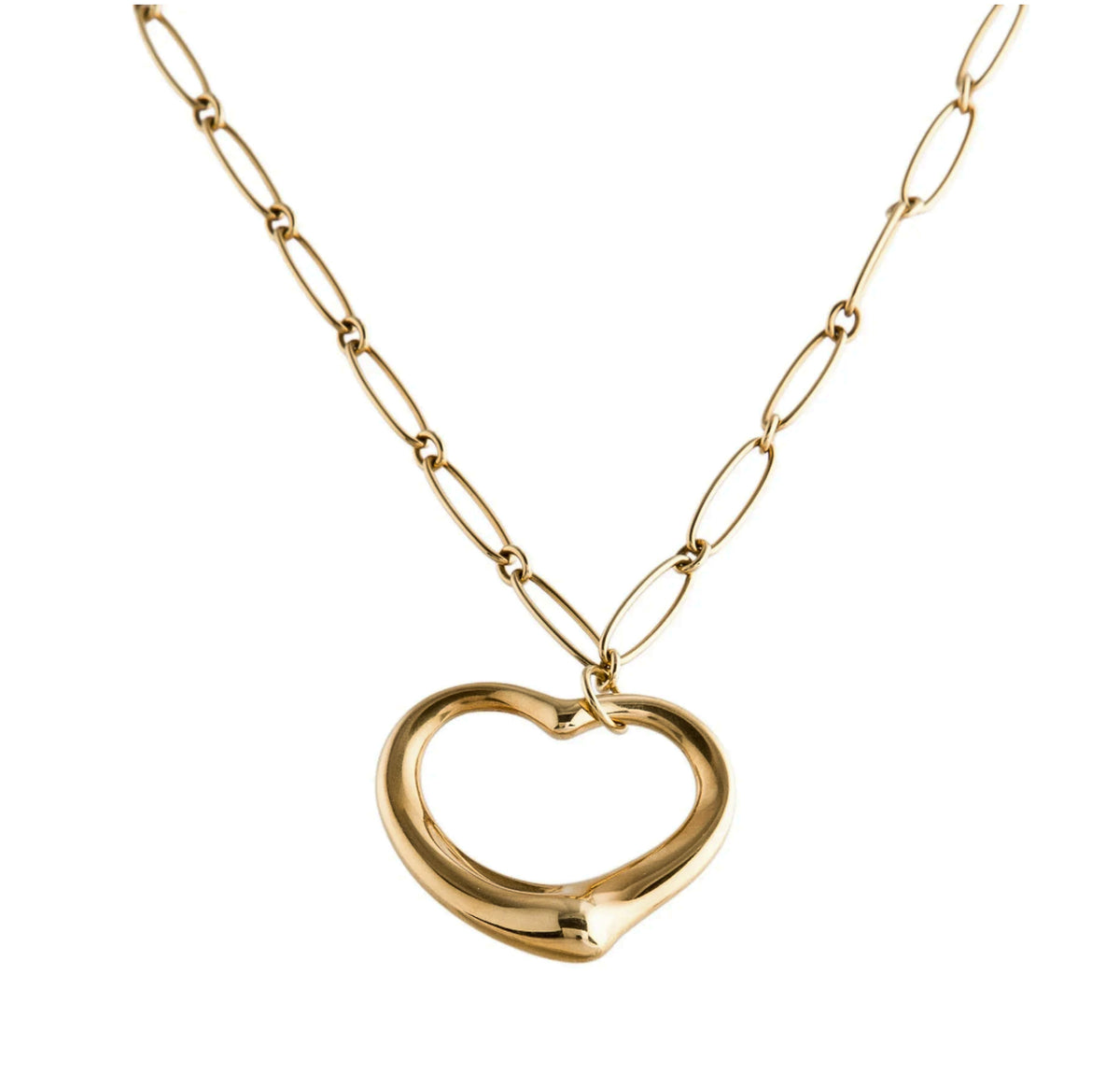 Vintage Elsa Peretti for Tiffany and Co Large Open Heart with Hand crafted Chain - Premium necklace from All The Best Vintage - Just $6750! Shop now at All The Best Vintage