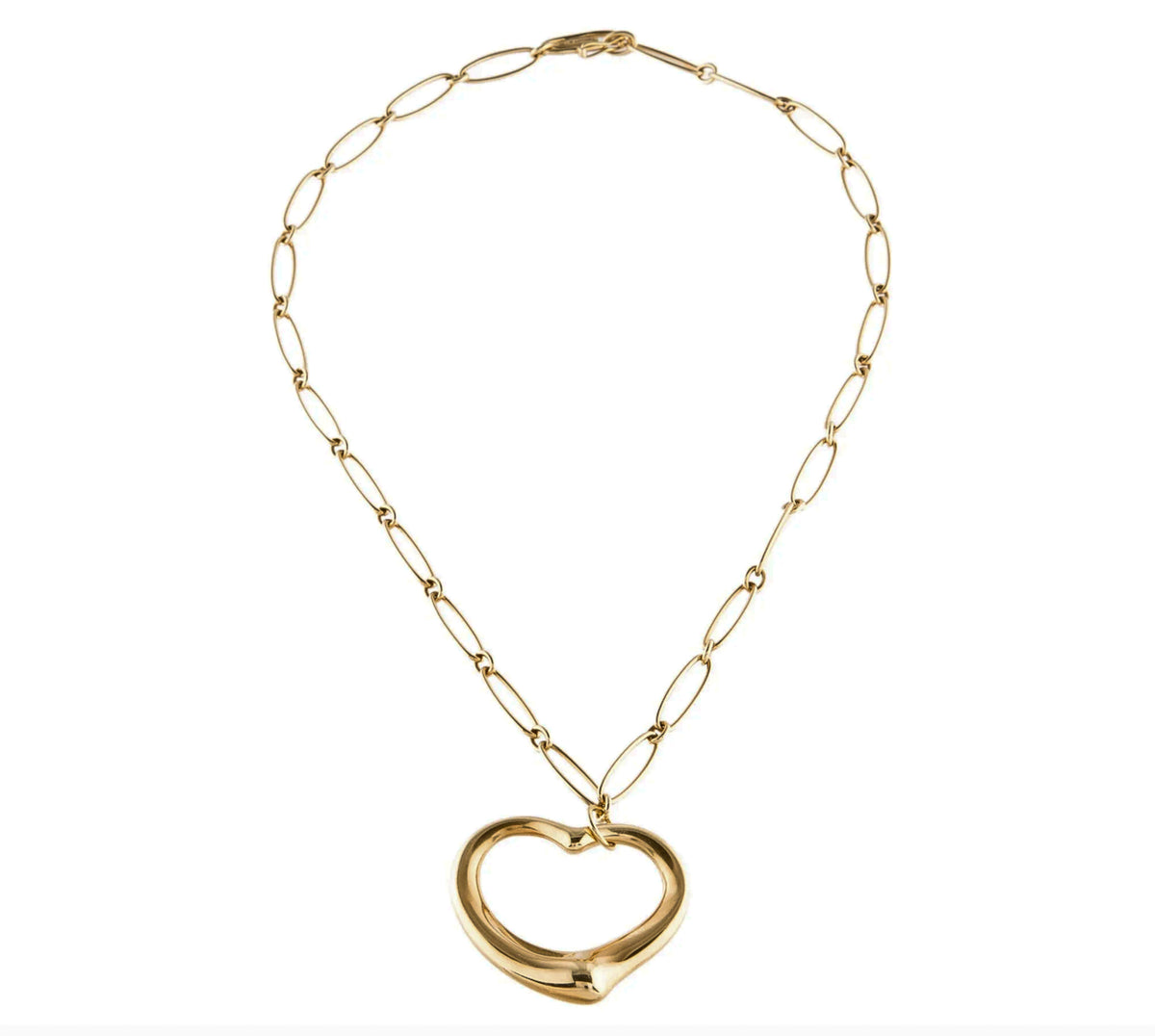 Vintage Elsa Peretti for Tiffany and Co Large Open Heart with Hand crafted Chain - Premium necklace from All The Best Vintage - Just $6750! Shop now at All The Best Vintage