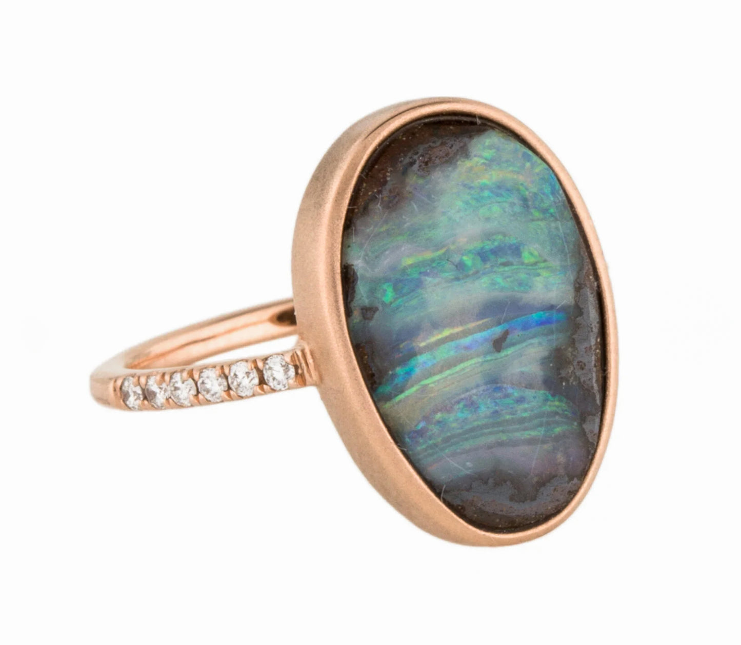 Meira T 14K Rose Gold Boulder Opal and Diamond Ring - Premium Ring from All The Best Vintage - Just $595! Shop now at All The Best Vintage
