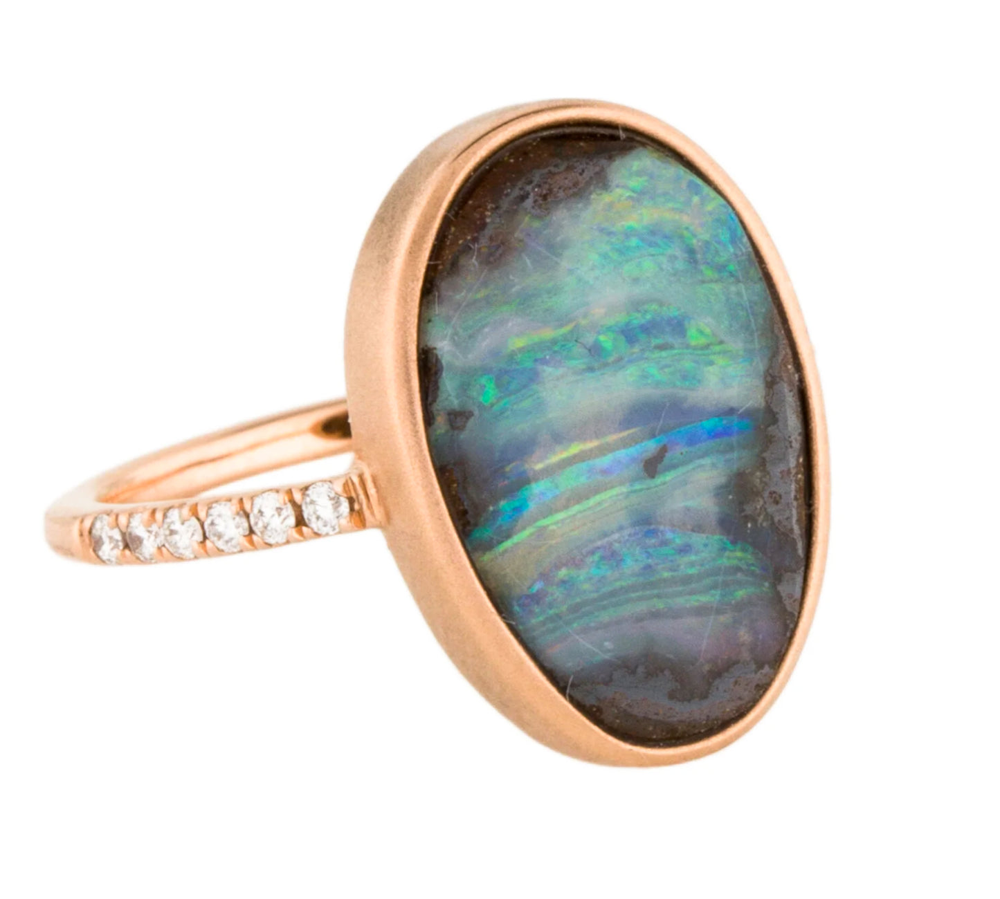 Meira T 14K Rose Gold Boulder Opal and Diamond Ring - Premium Ring from All The Best Vintage - Just $595! Shop now at All The Best Vintage