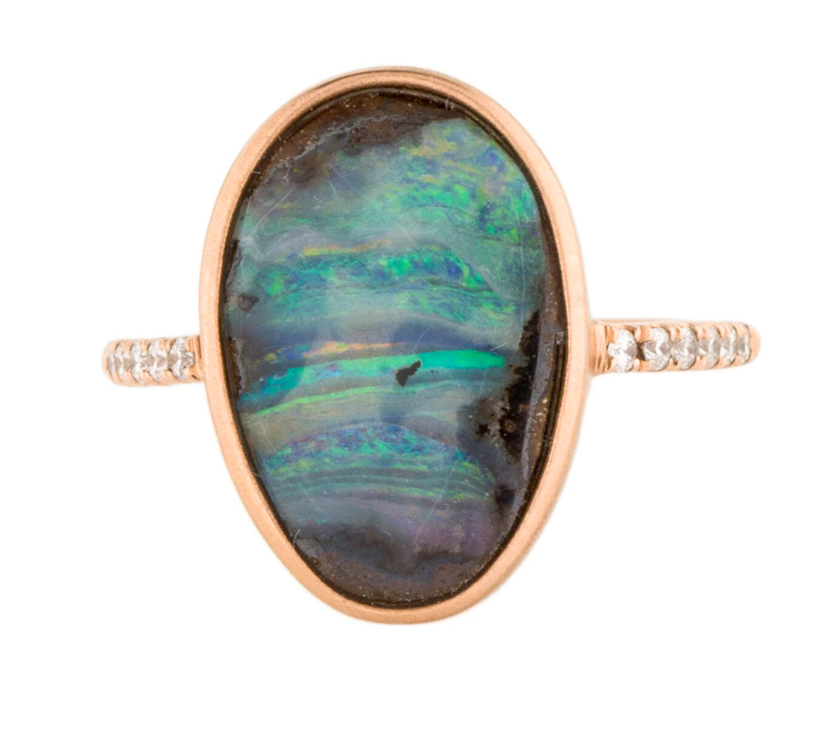 Meira T 14K Rose Gold Boulder Opal and Diamond Ring - Premium  from All The Best Vintage - Just $1! Shop now at All The Best Vintage
