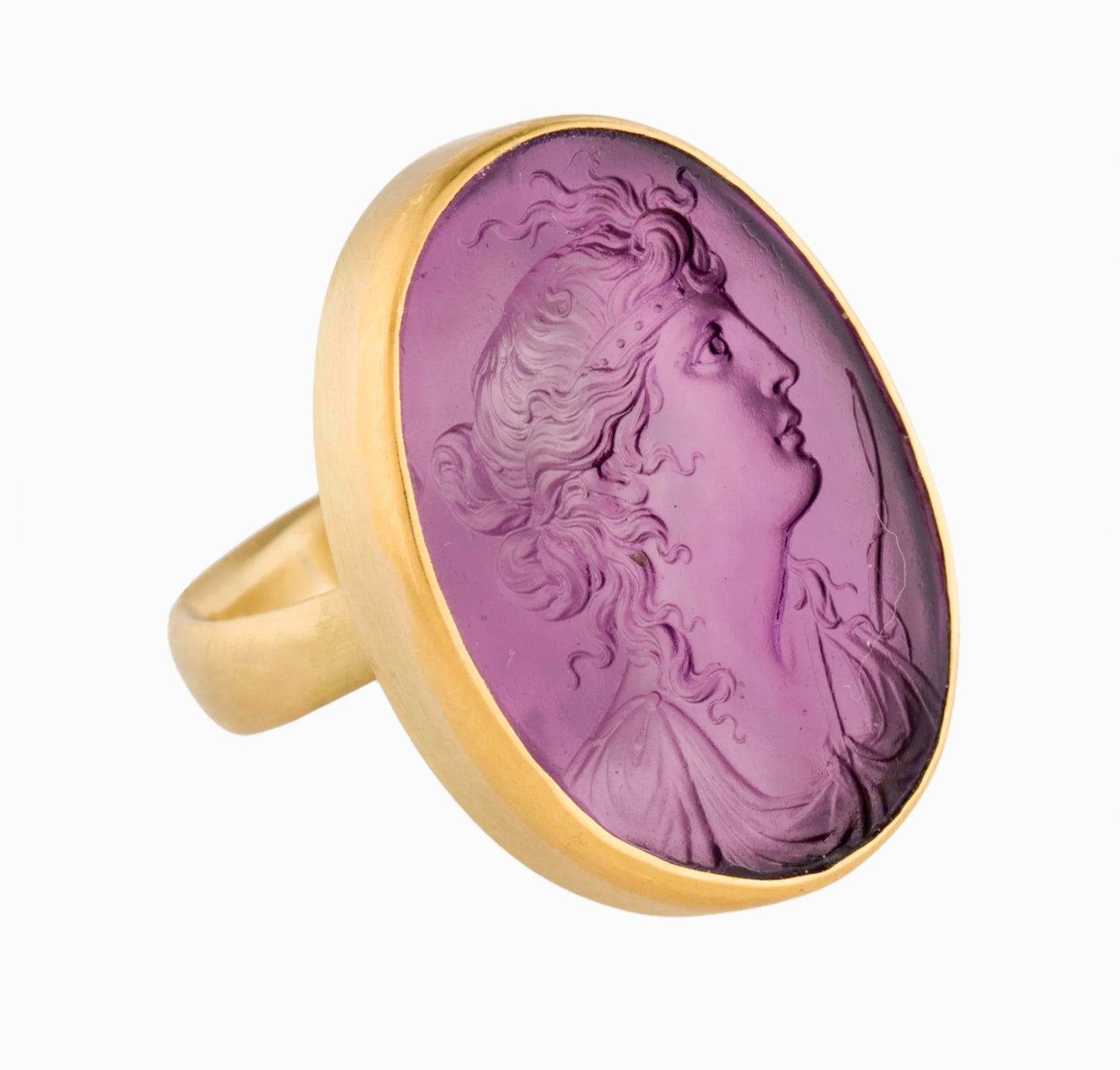 Gabriella Kiss 18K Yellow Gold Amethyst Intaglio Ring